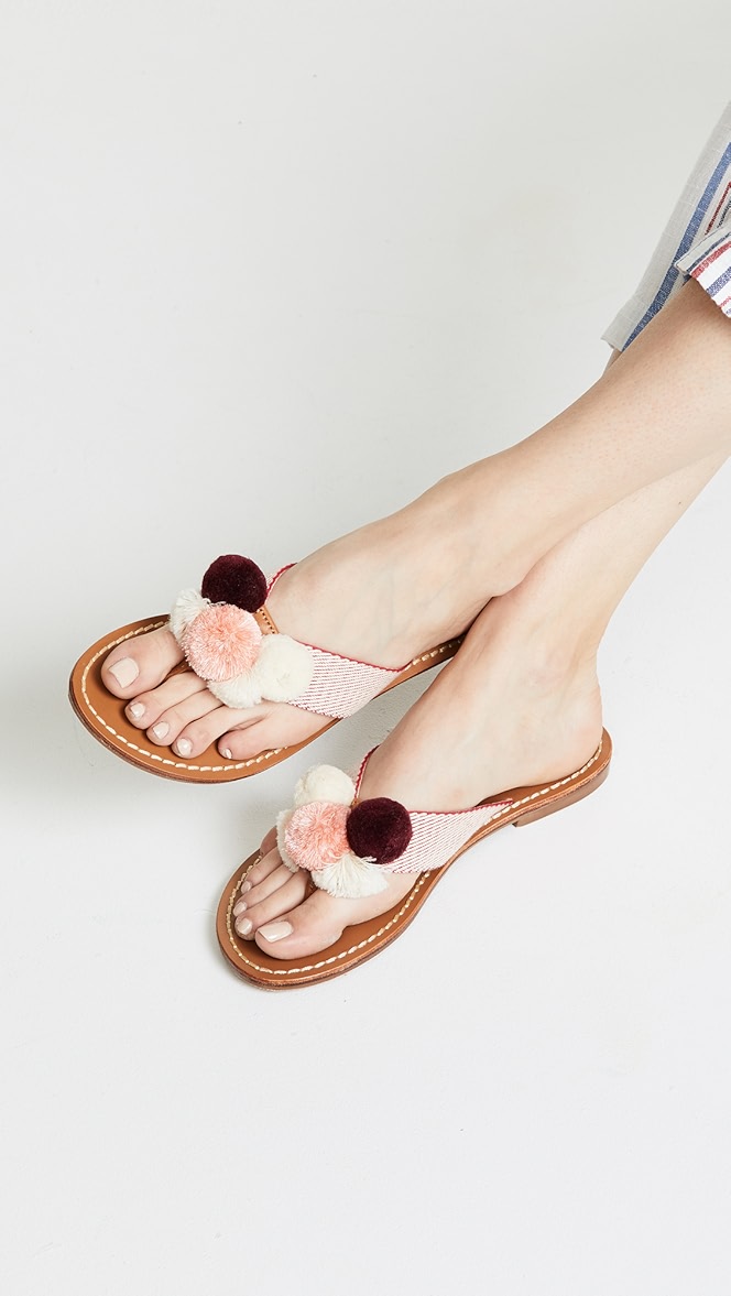 pom pom flip flops