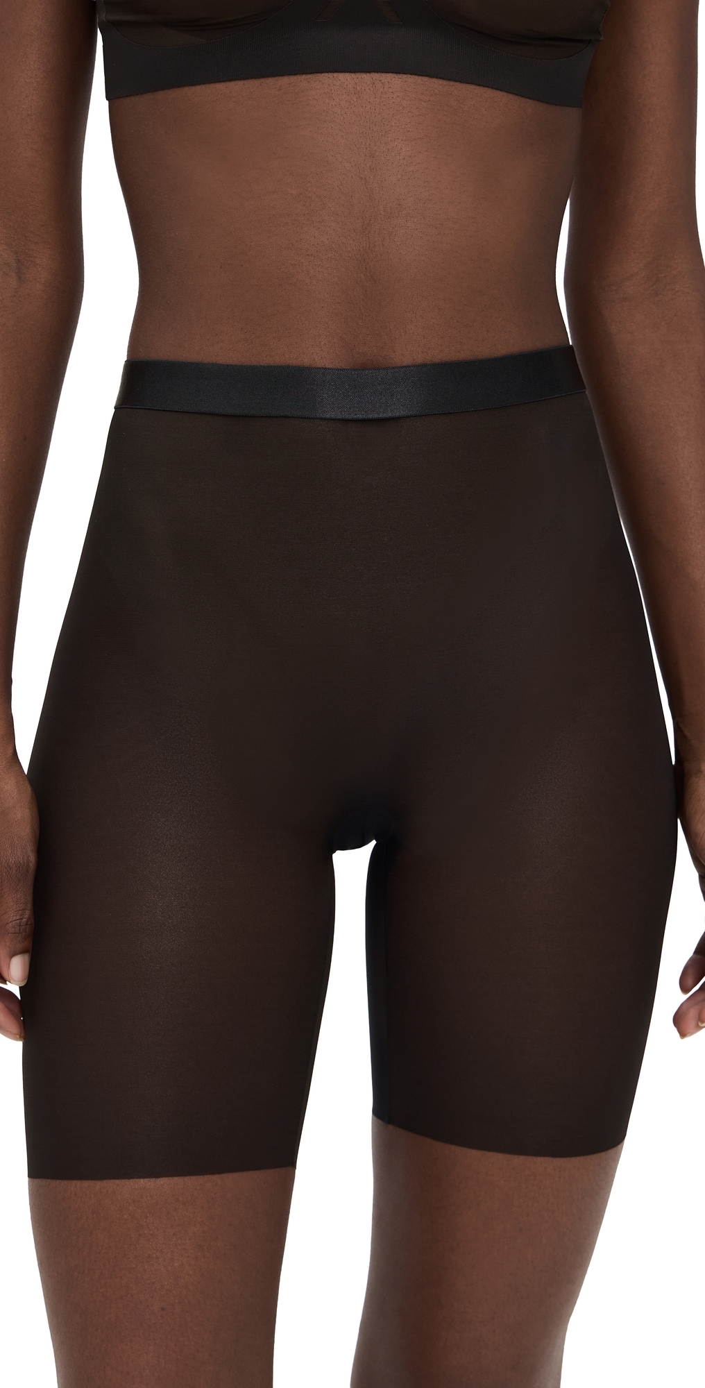 Spanx Mid Thigh Mesh Shorts Very Black