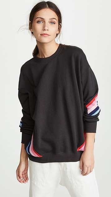 Spiritual gangster stripe crew neck sweatshirt Clearance