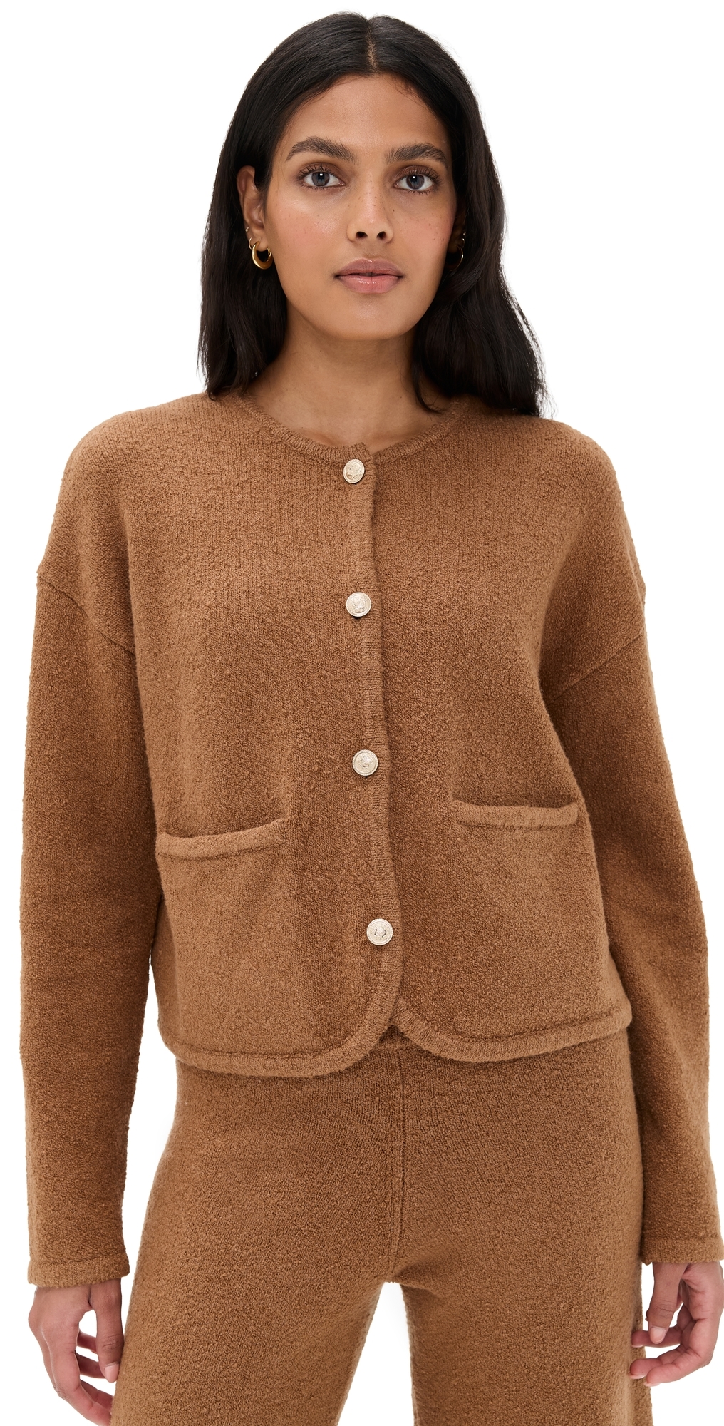 Splendid X Cella Jane Button Up Cardigan Caramel In Brown