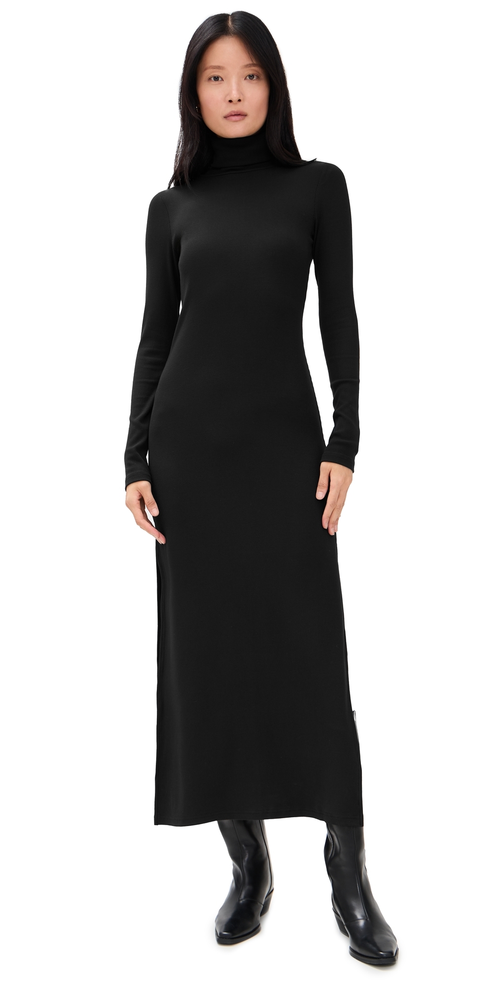 Splendid X Cella Jane Rib Turtleneck Dress Black In Black