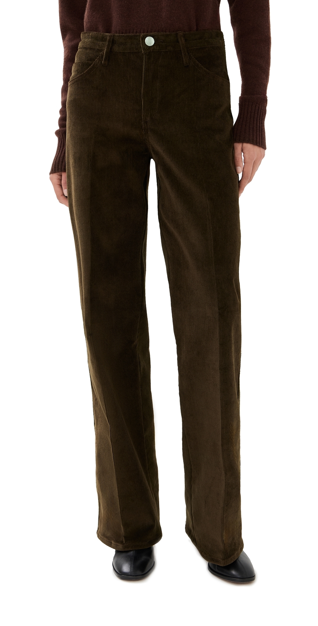 Sprwmn Vintage Wide Leg Corduroy Pants Americano In Green