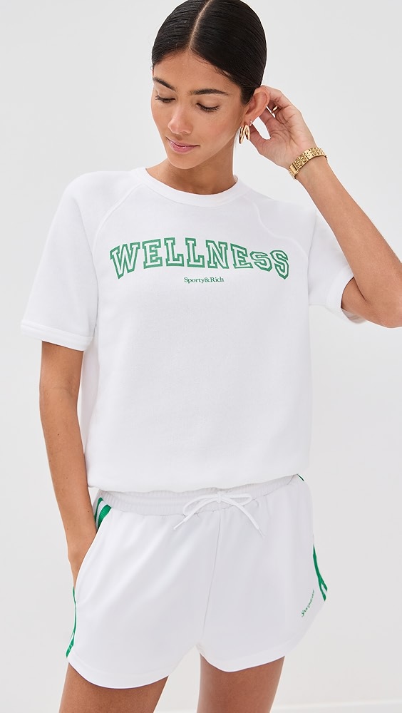 Sporty & Rich Wellness Ivy Flocked Short Sleeve Crewneck