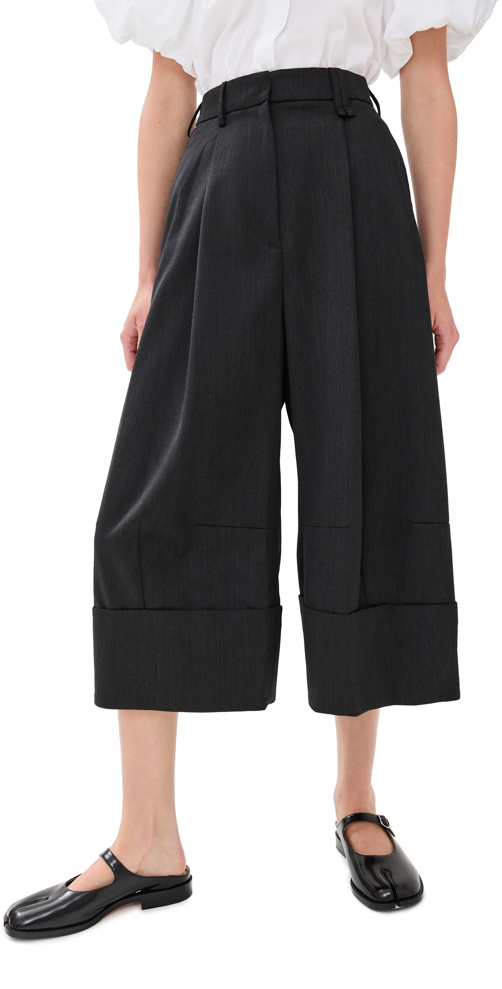 Simone Rocha Wide Leg Cropped Trousers In Charcoal