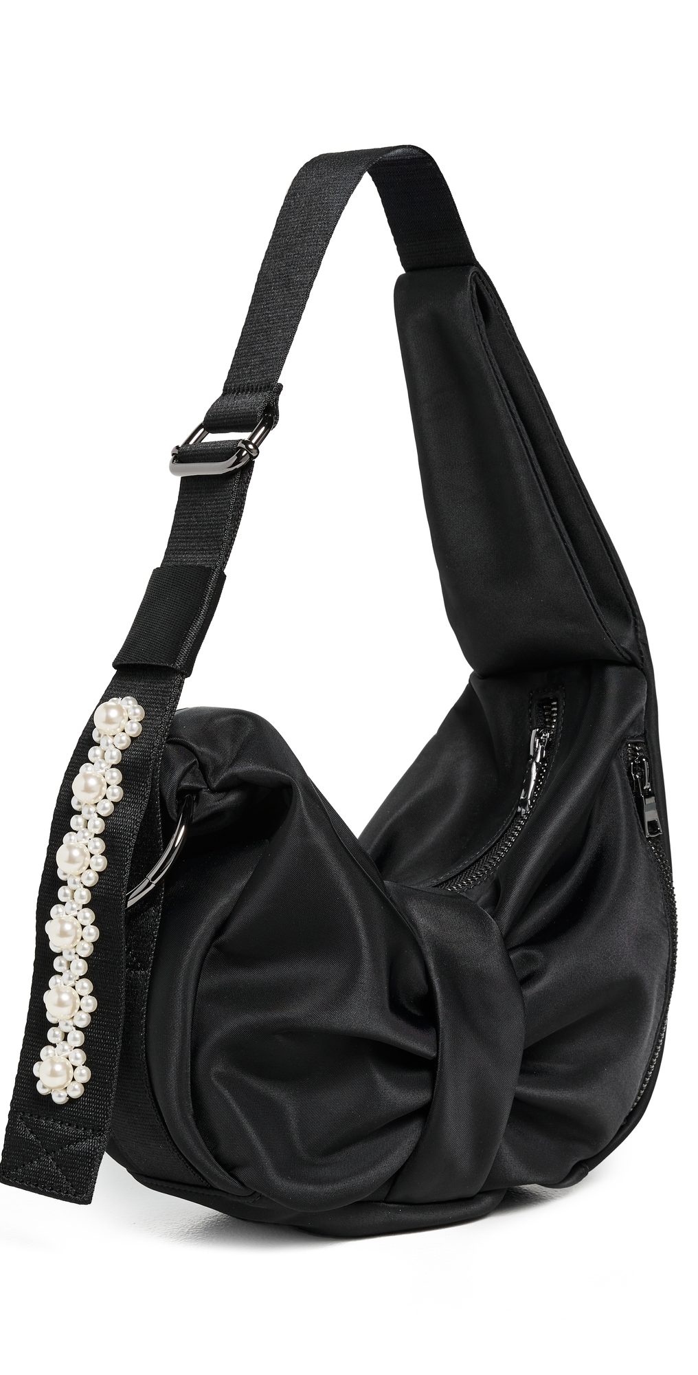 Simone Rocha Mini Sling Bow Bag With Embellishments Black/pearl In Black