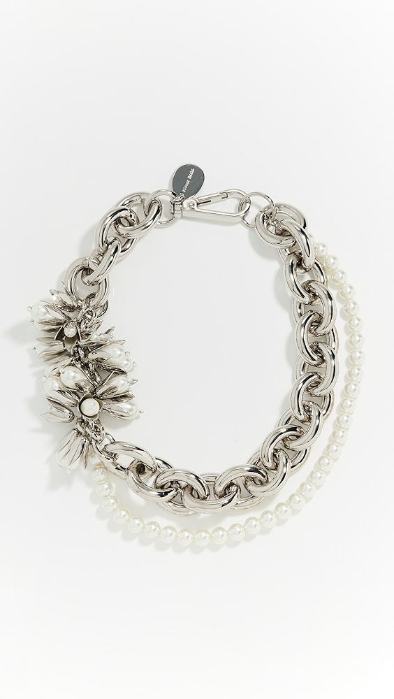 Pearl Flower Cluster Chain Necklace - Image 1