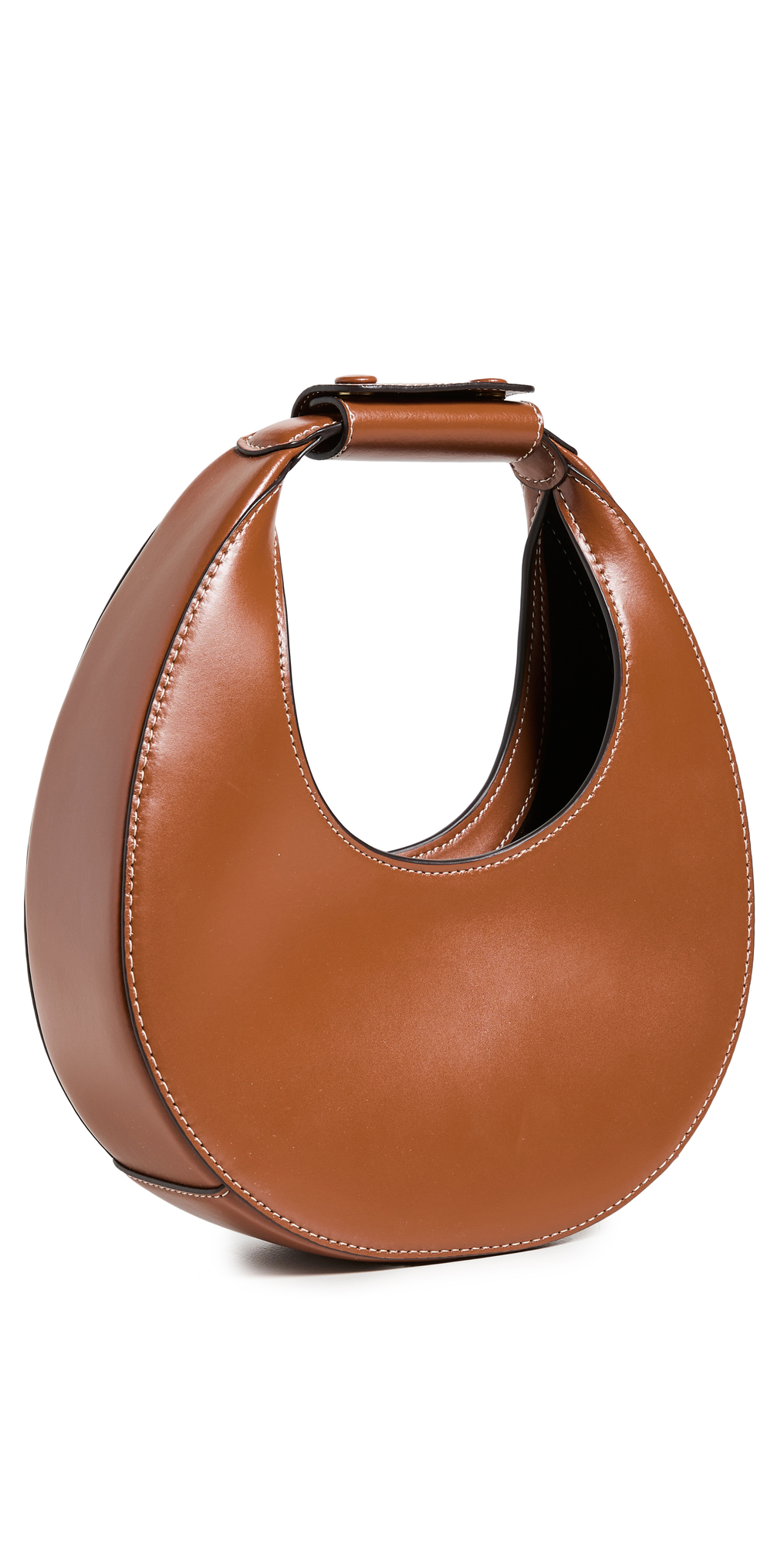 Staud Moon Leather Shoulder Bag In Tan