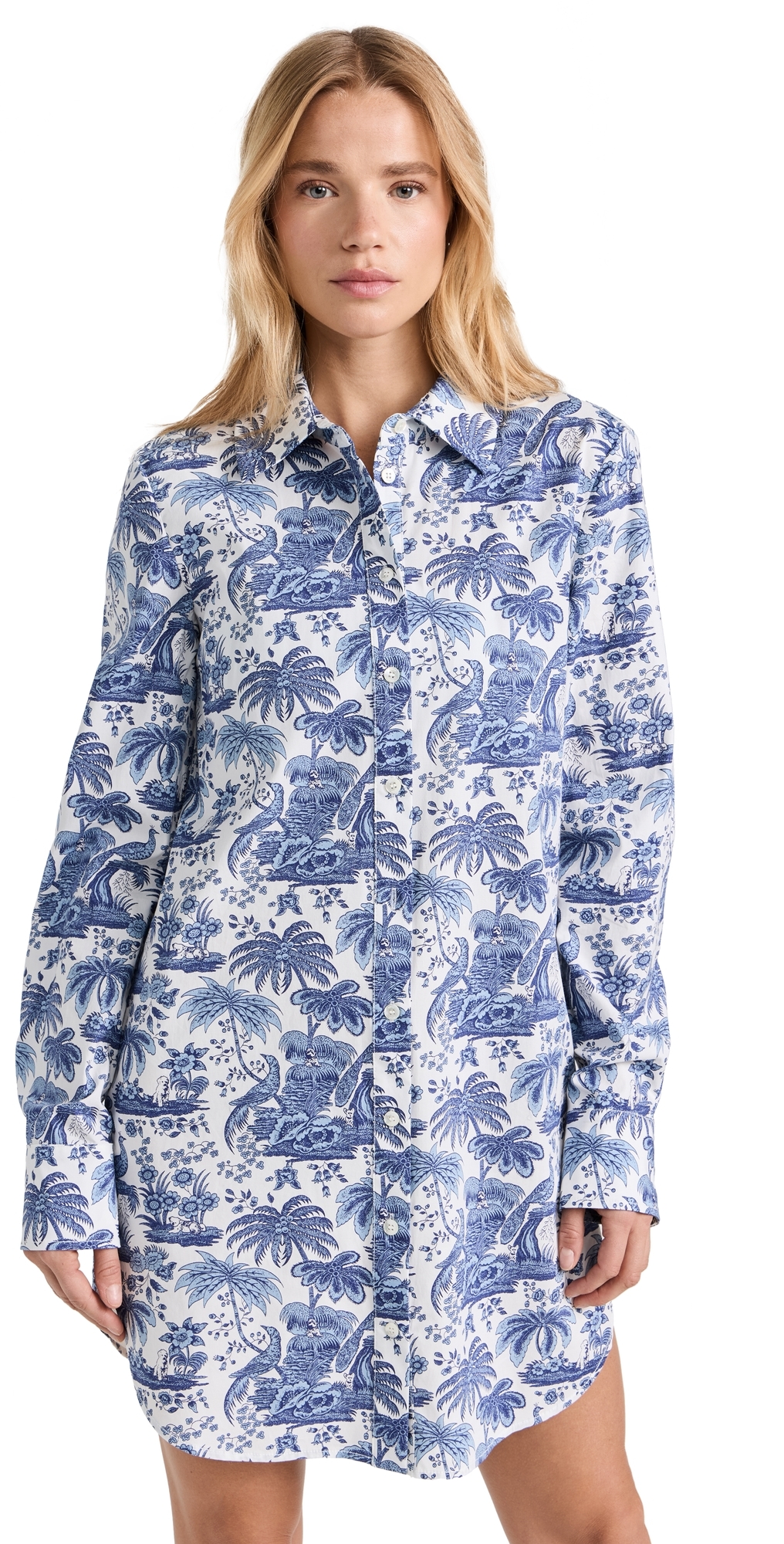 STAUD Julienne Shirt Dress Blue Toile M