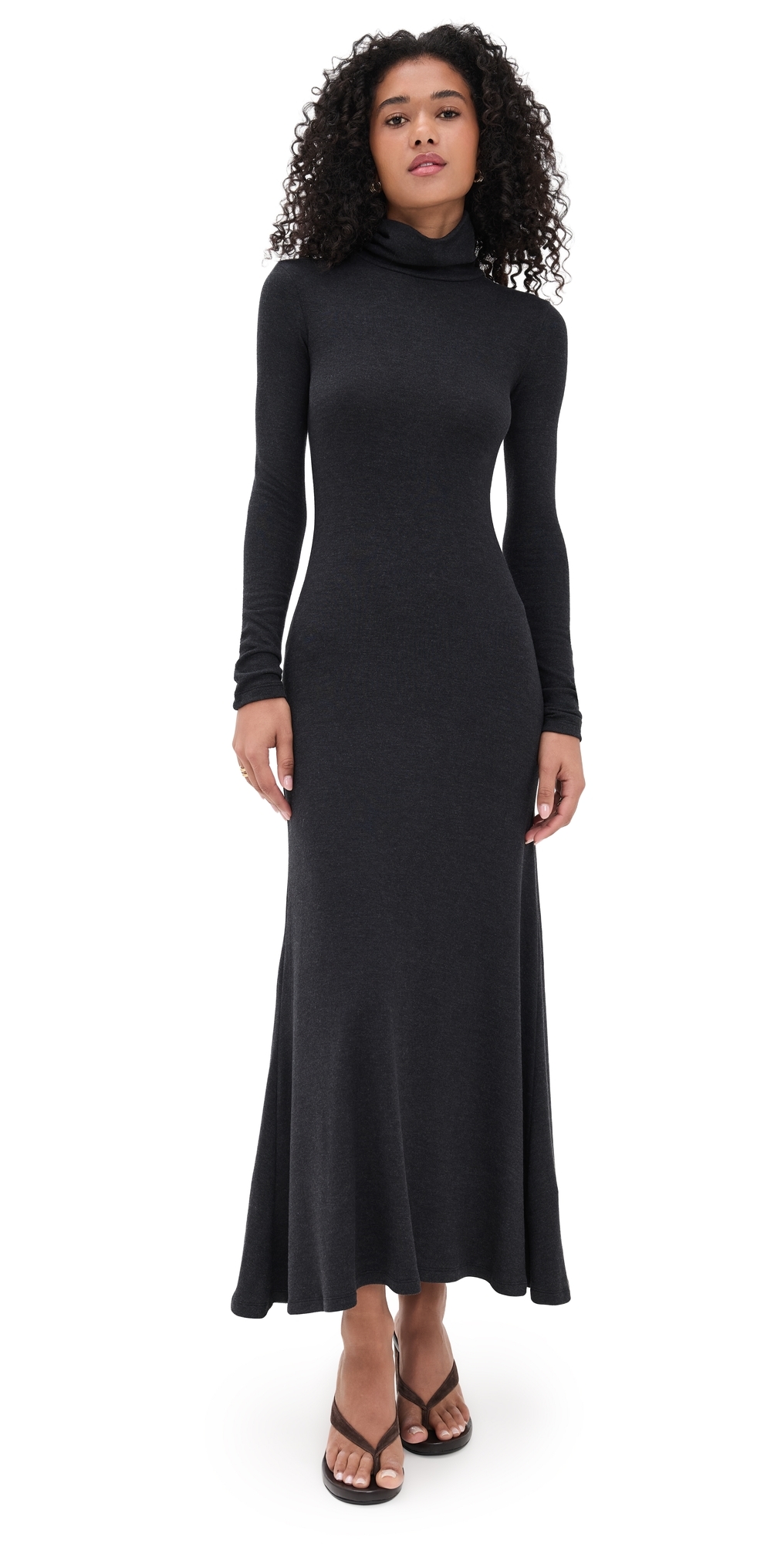 Staud Vanya Modal-blend Jersey Turtleneck Maxi Dress In Black