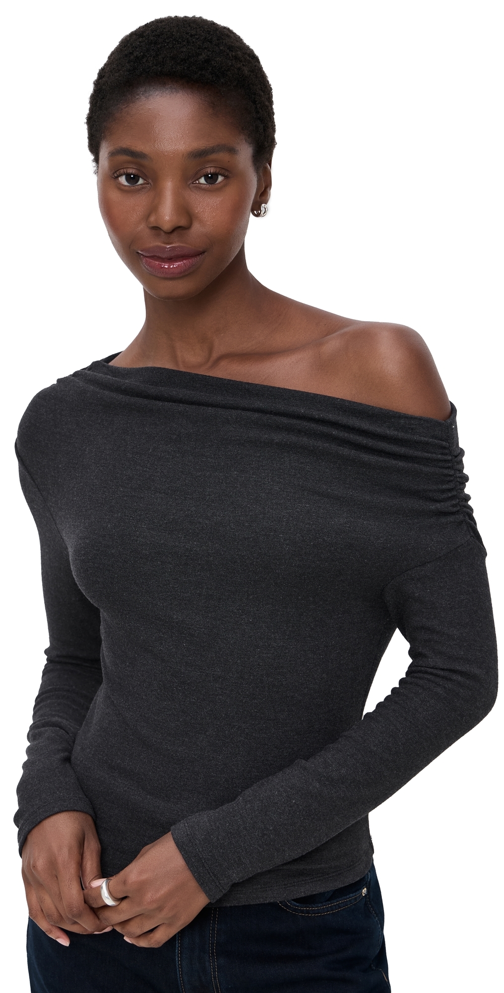 Staud Philomena One-shoulder Draped Modal-blend Jersey Top In Black