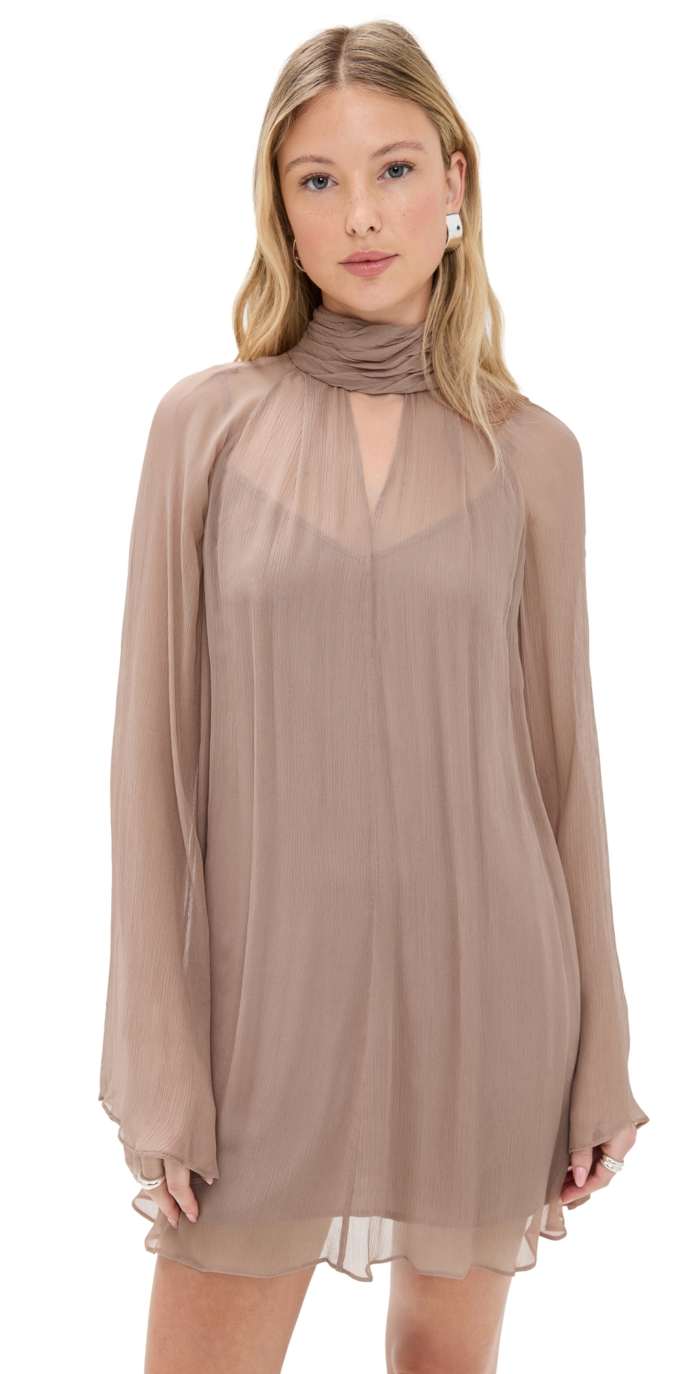 Staud Esther Mini Dress In Taupe In Brown
