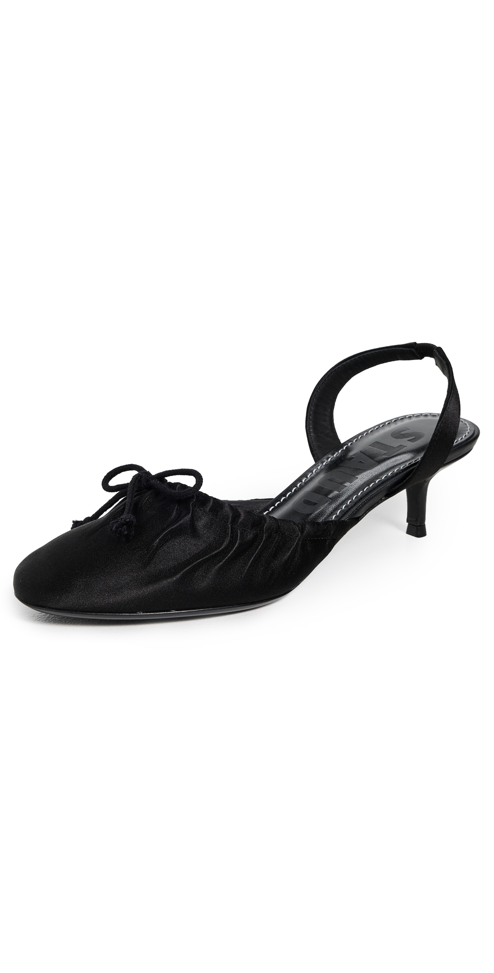 Staud Alba Satin Ballet Slingback Pumps In Black