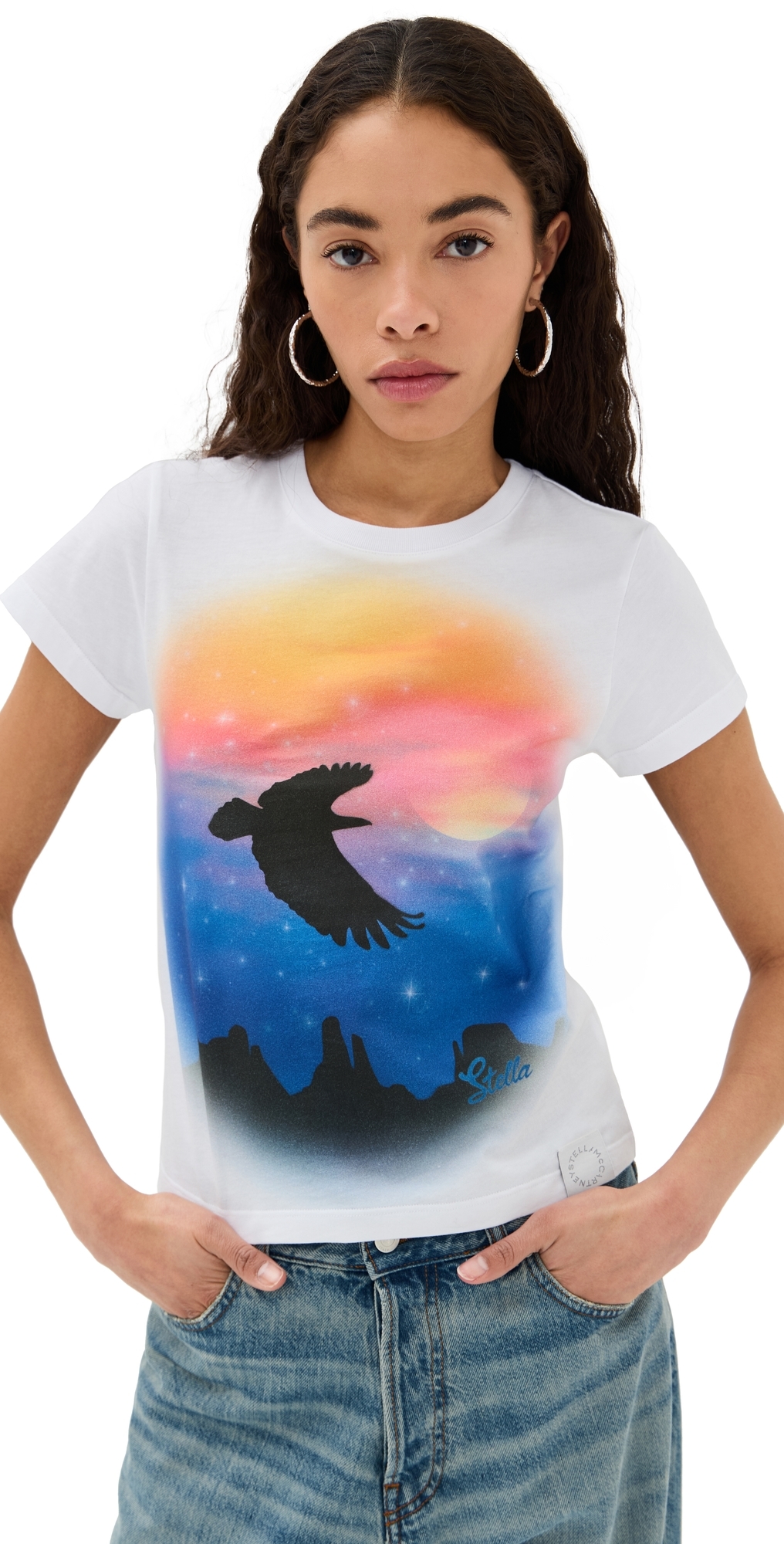 Stella Mccartney Bird Print Mini T Shirt Pure White In Pure White