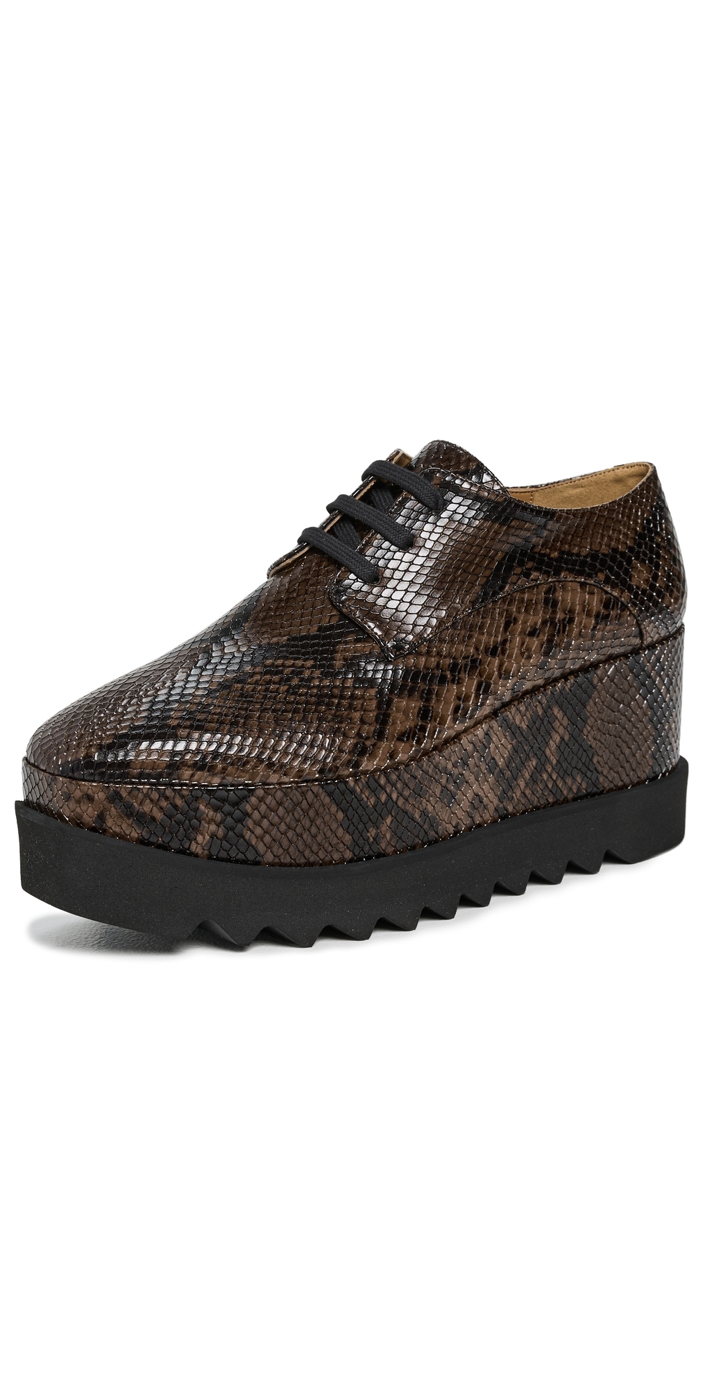 Stella Mccartney Chunky Heel Platform Sneakers With Snakeskin Effect In Brown