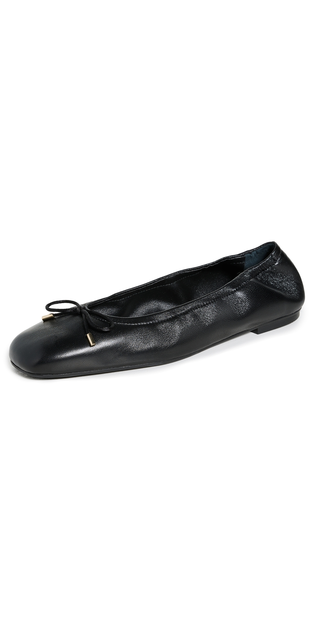 Stuart Weitzman Bardot Ballet Flat Womens Black Leather Bow Detail Zogg1293 In Black