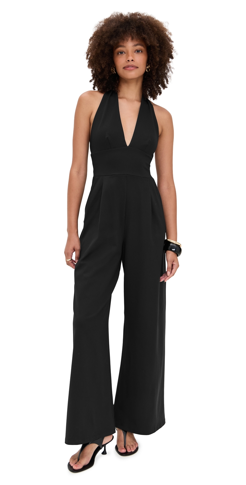 Susana Monaco Tie Halter Jumpsuit 32 Inseam Black In Black