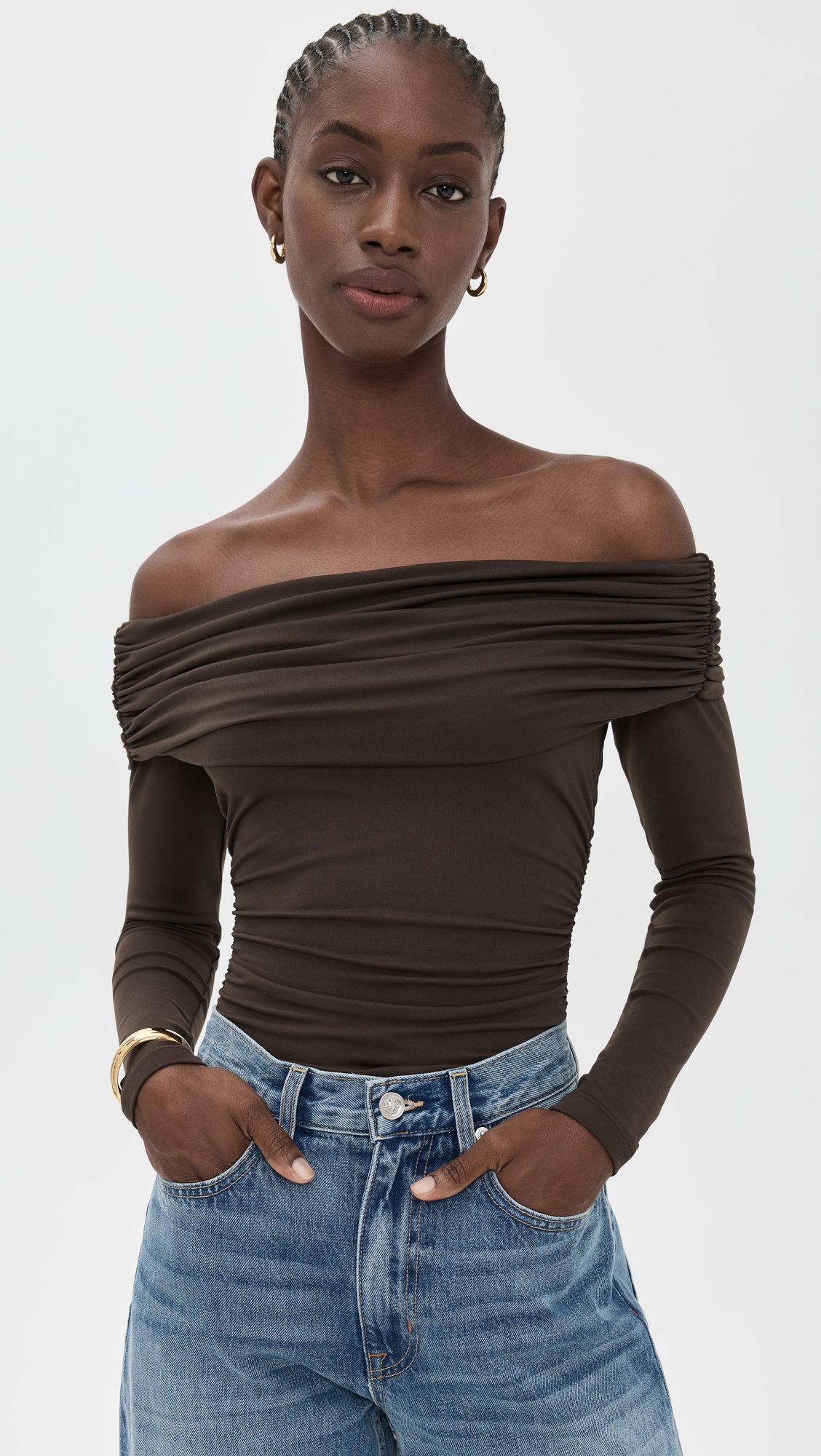 Susana Monaco Off Shoulder Gathered Top