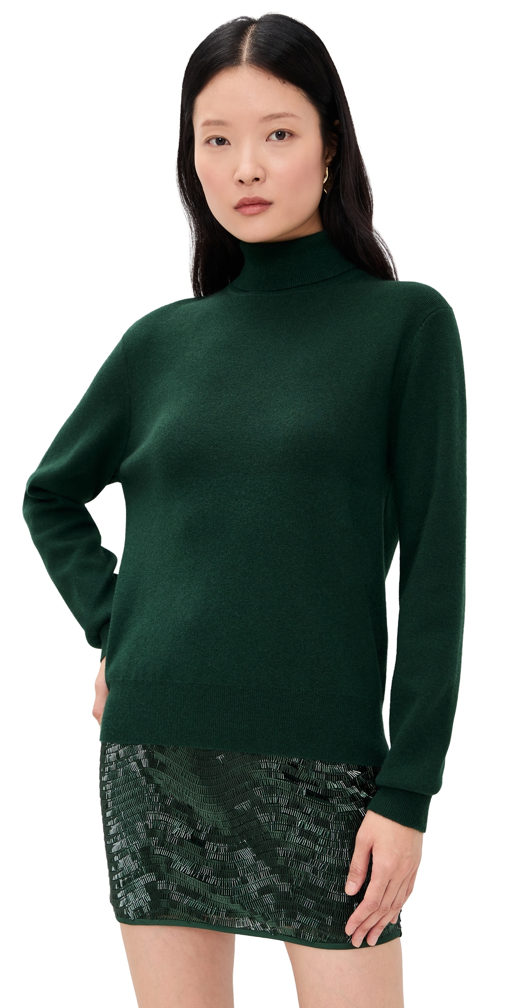 Susana Monaco Oversized Turtleneck Sweater Cyprus In Green