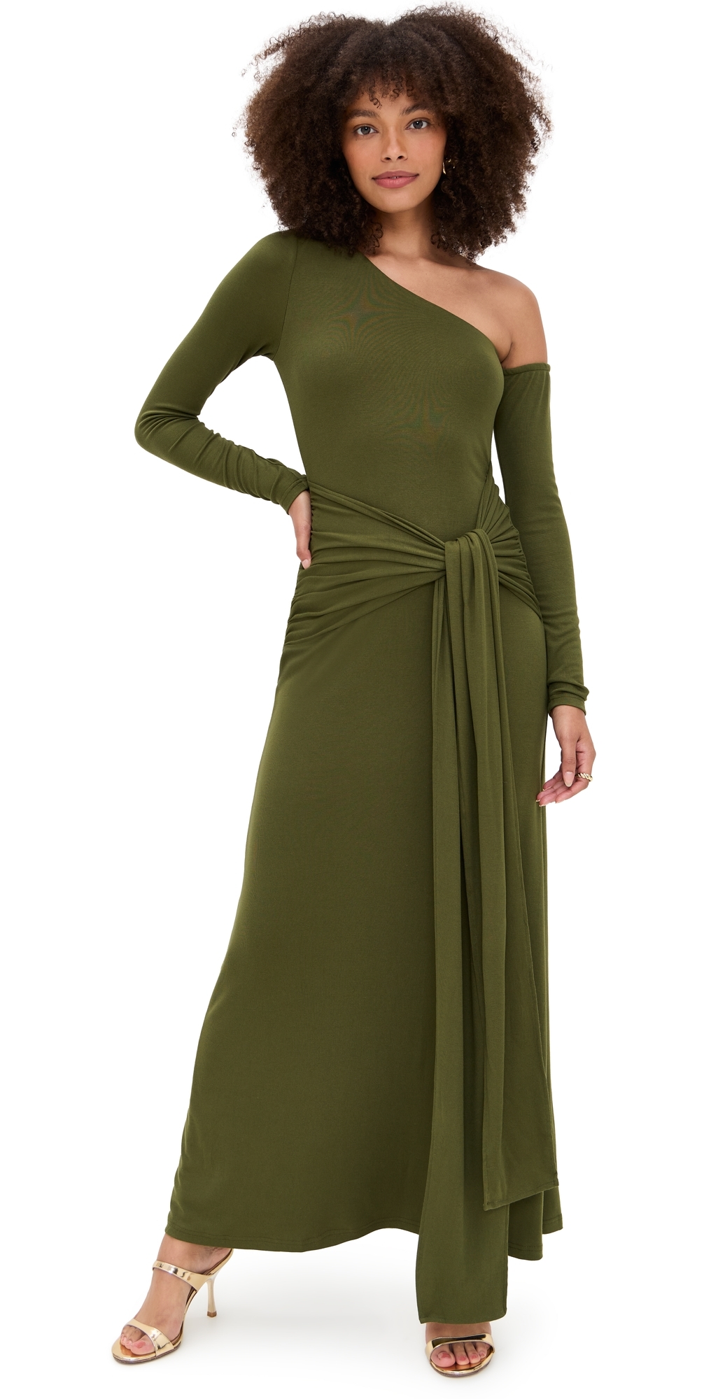 Seven Wonders Bianca One Shoulder Maxi Dress Army Green In Green