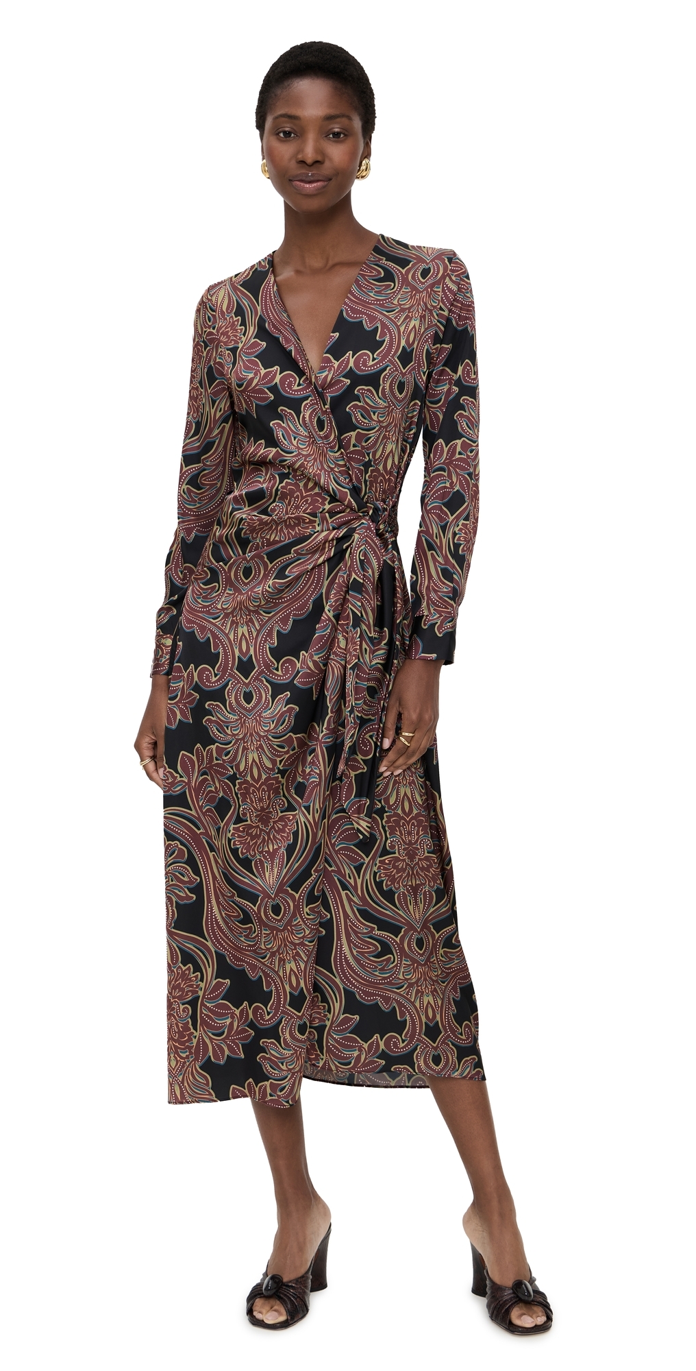 Misa Eliza Dress Studded Flora Satin In Multi
