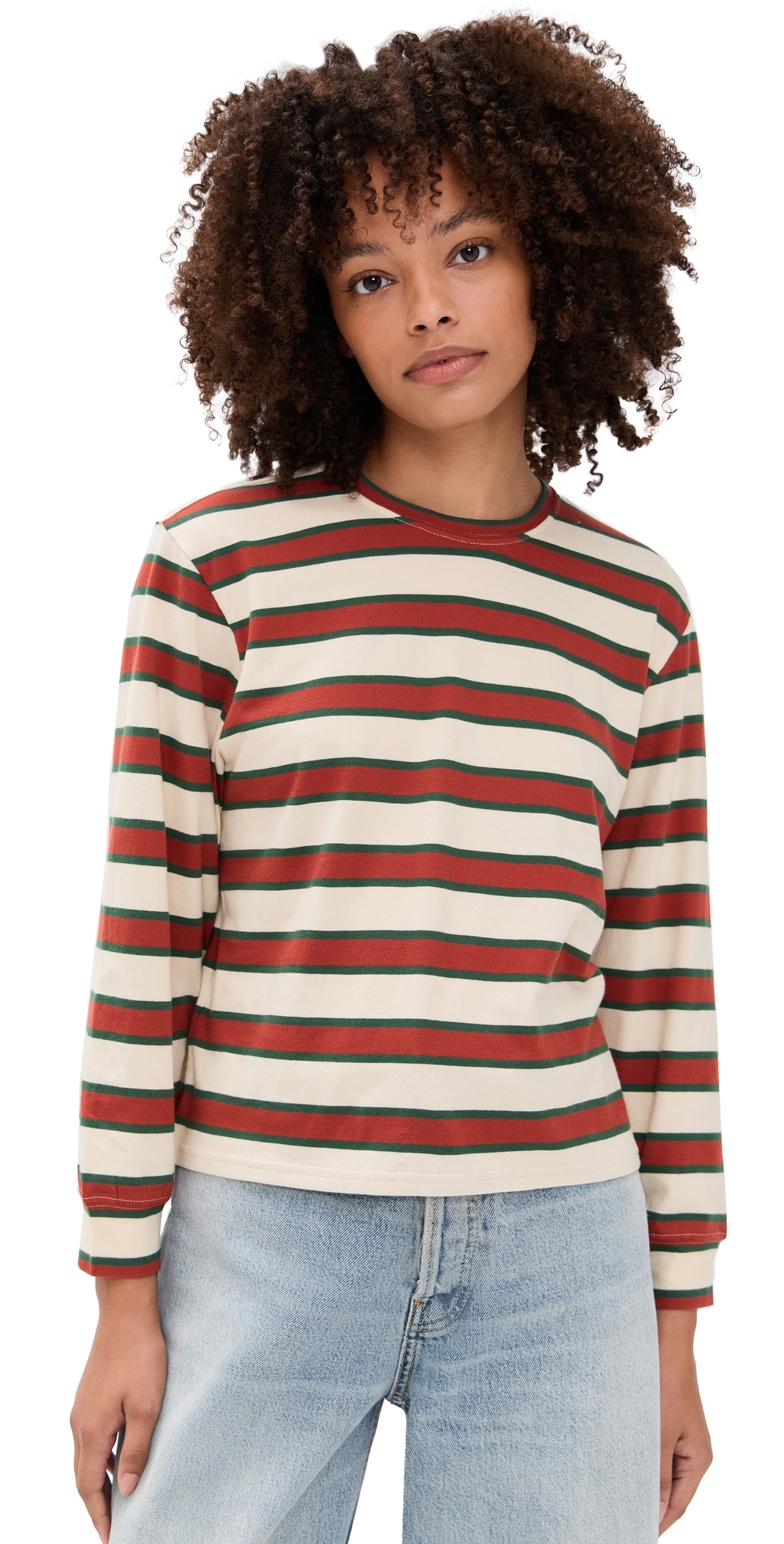 The Great The Campus Crew Tee Cream With Brown In Brown