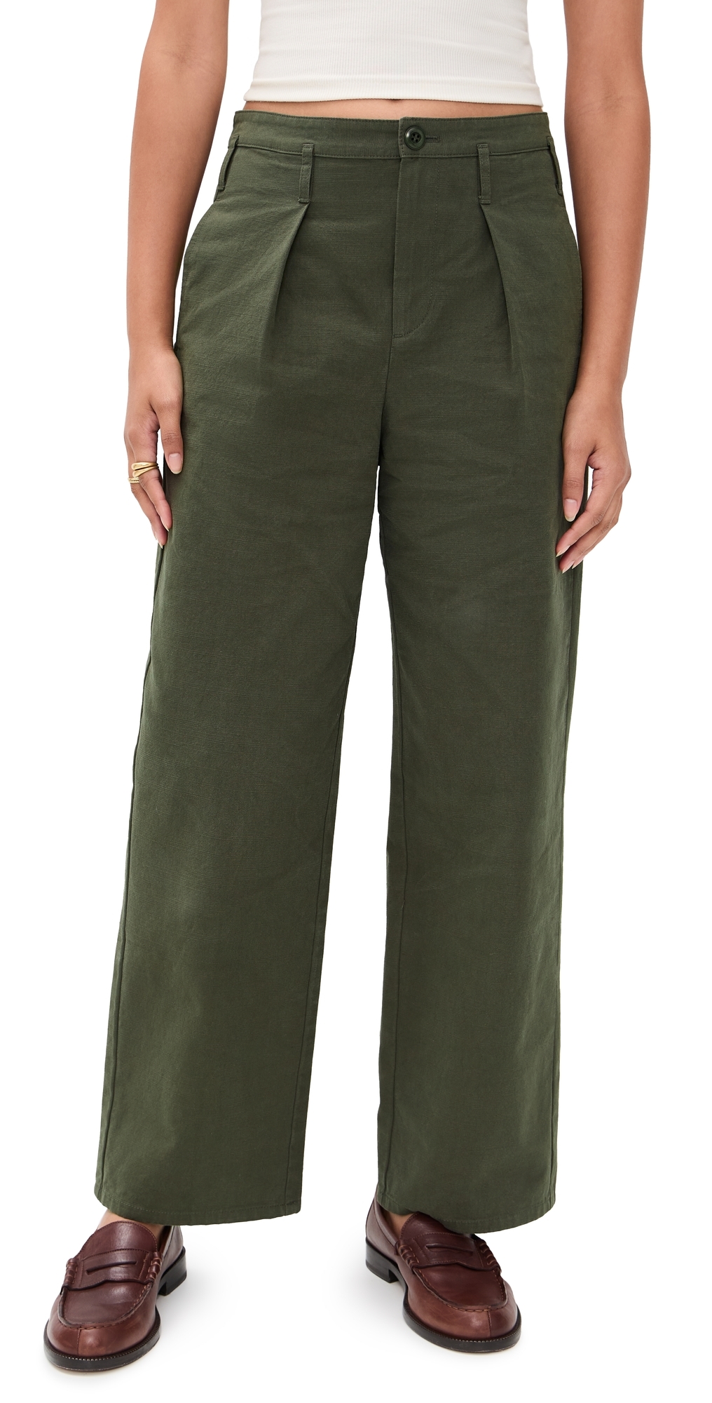 The Great The Parker Trousers Dusty Moss In Green
