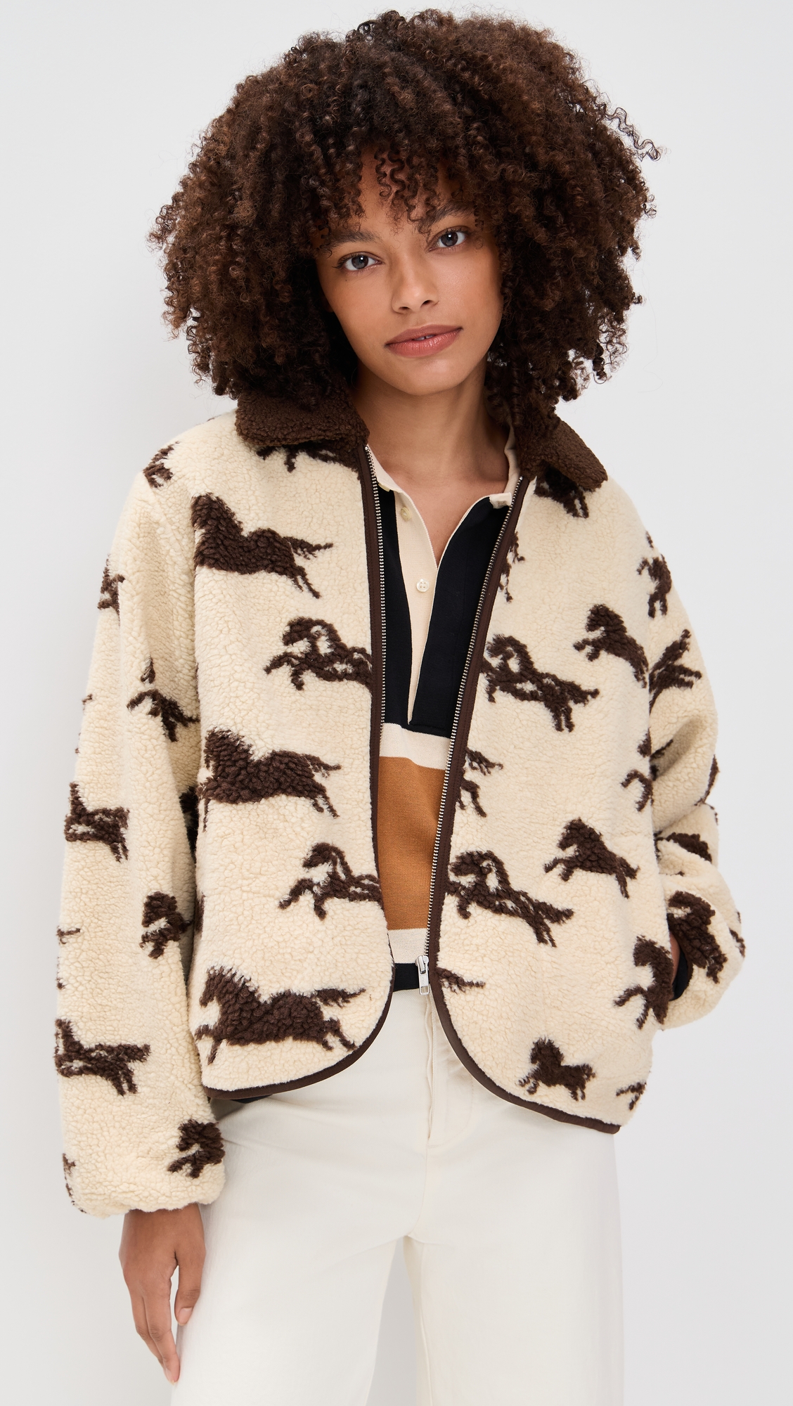 THE GREAT. The Pasture Sherpa Jacket