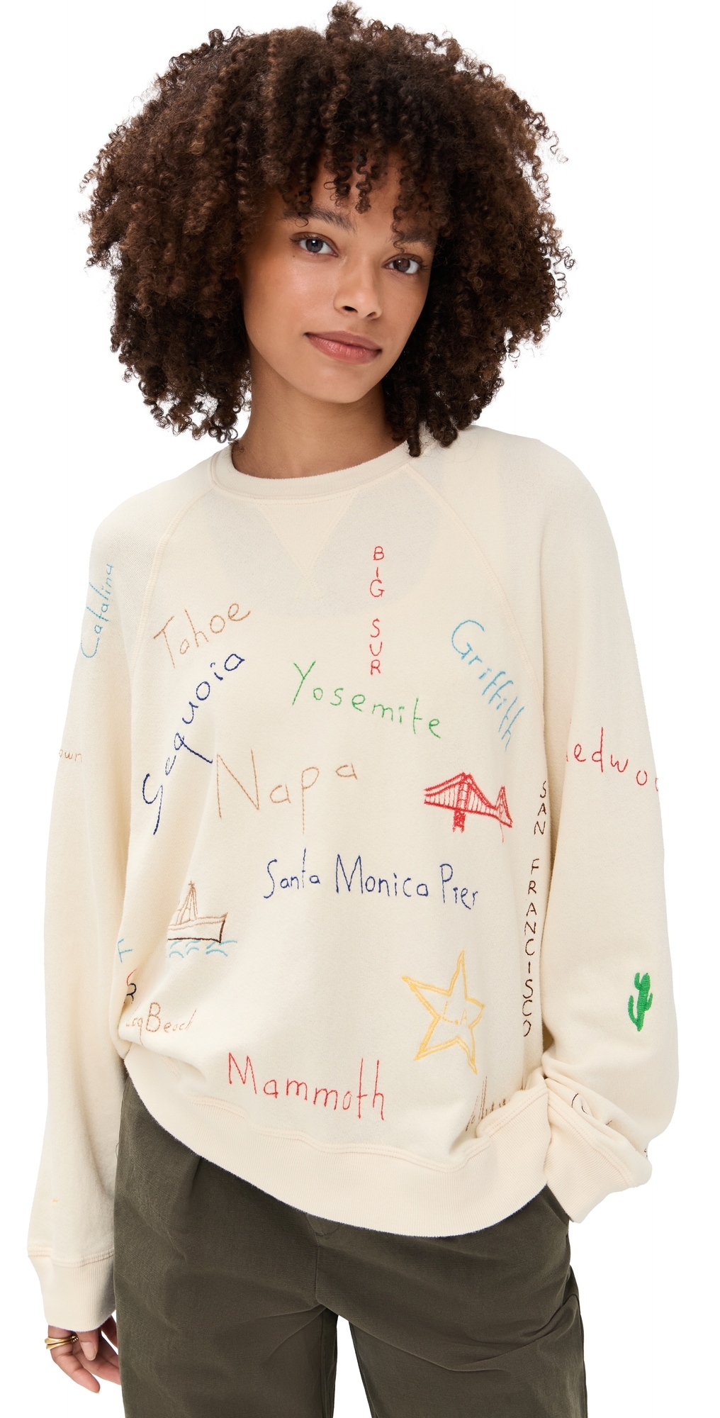 The Great The Slouch Sweatshirt With Golden State Embroidery Washed White In Neutral