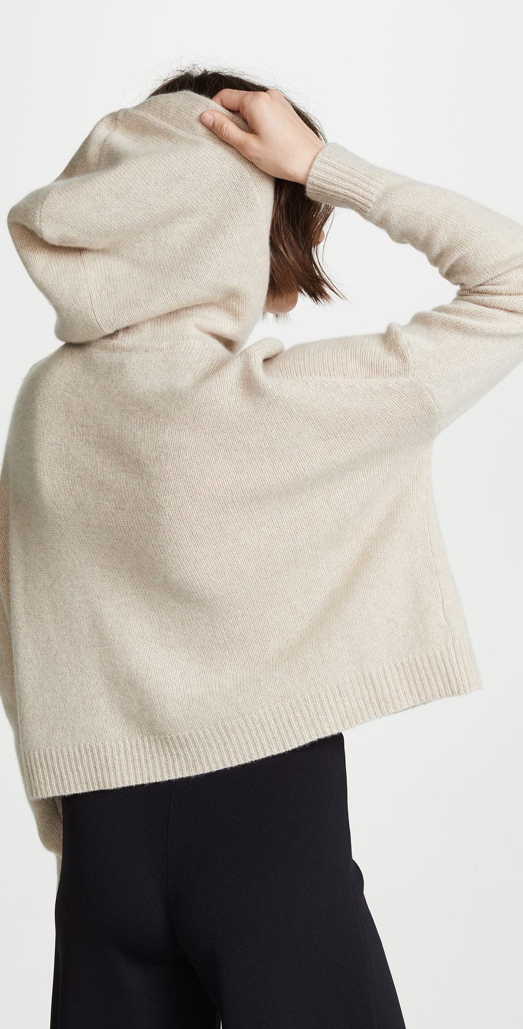 theory cropped cashmere hoodie