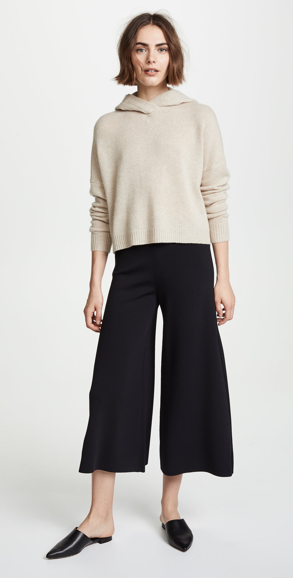 theory cropped cashmere hoodie