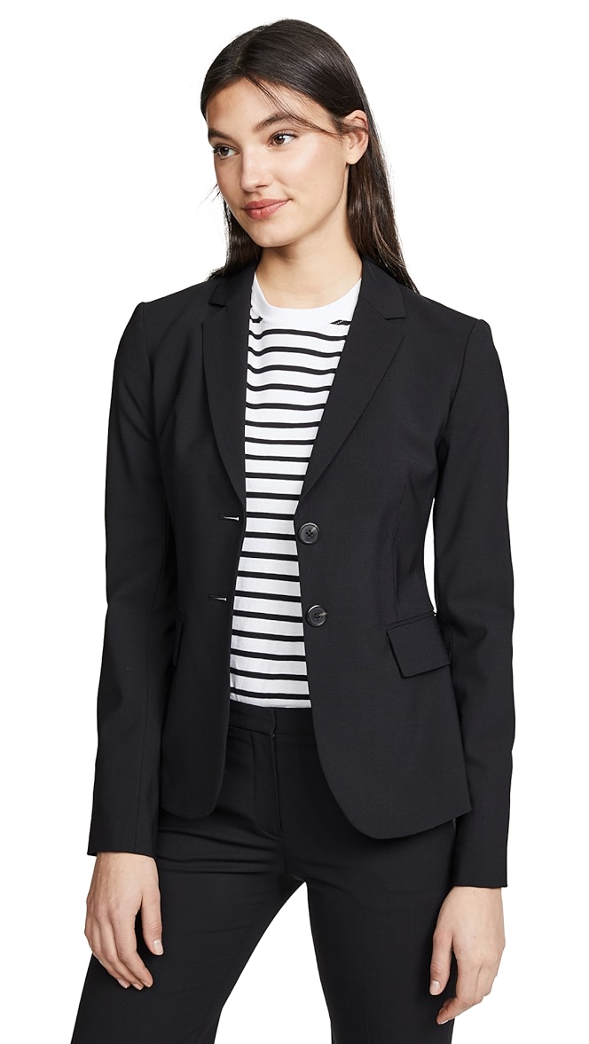 theory pinstripe blazer dress