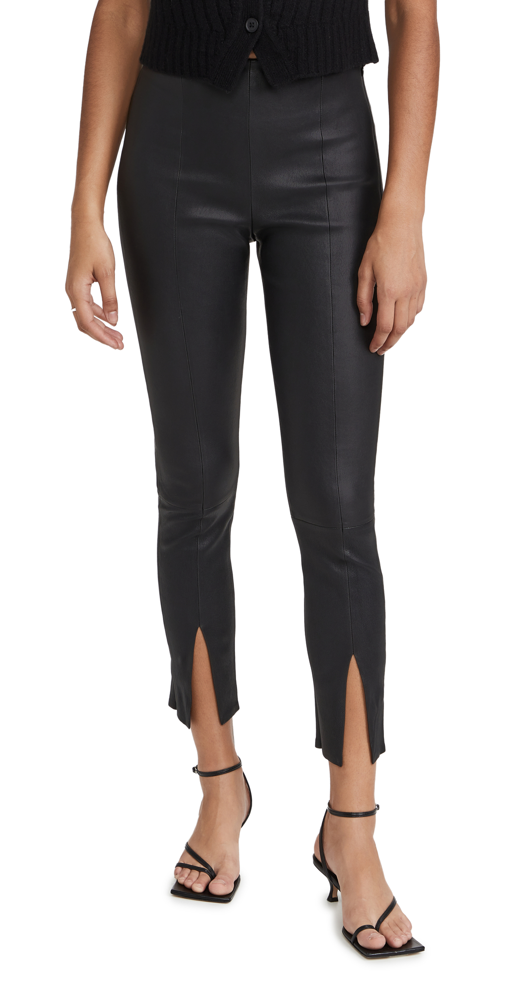 Theory Urban Slit Leather Leggings In Black Modesens