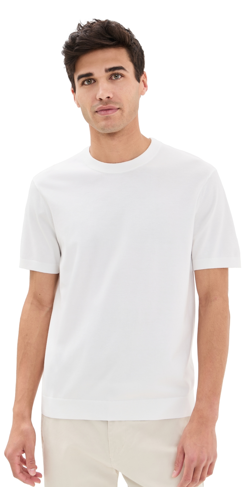 Theory Light Bilen Knit Soris Tee White In White