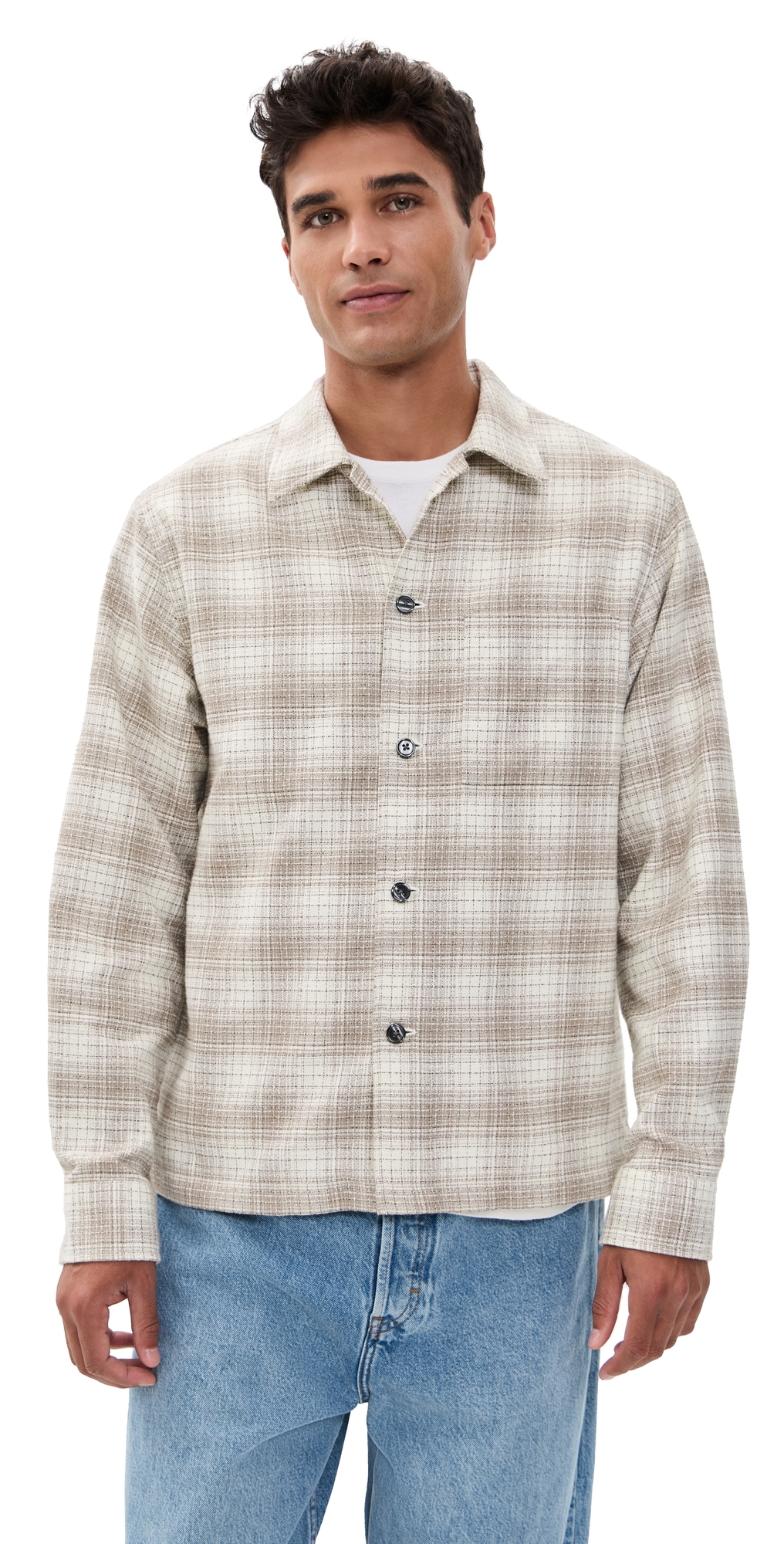 Theory Button-up Shirt In Textured Check In Multi