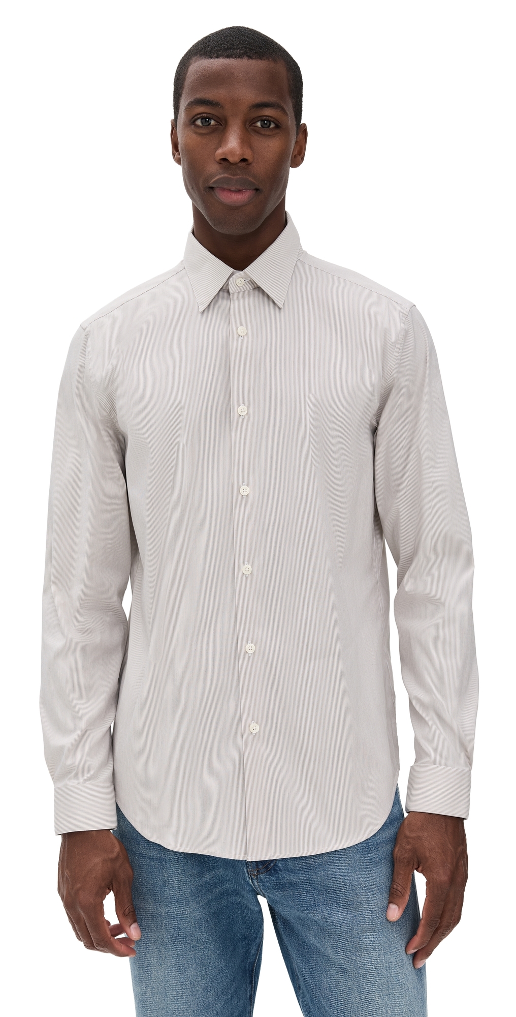 Theory Sylvain Shirt In Exact Stripe Feather Multi In White
