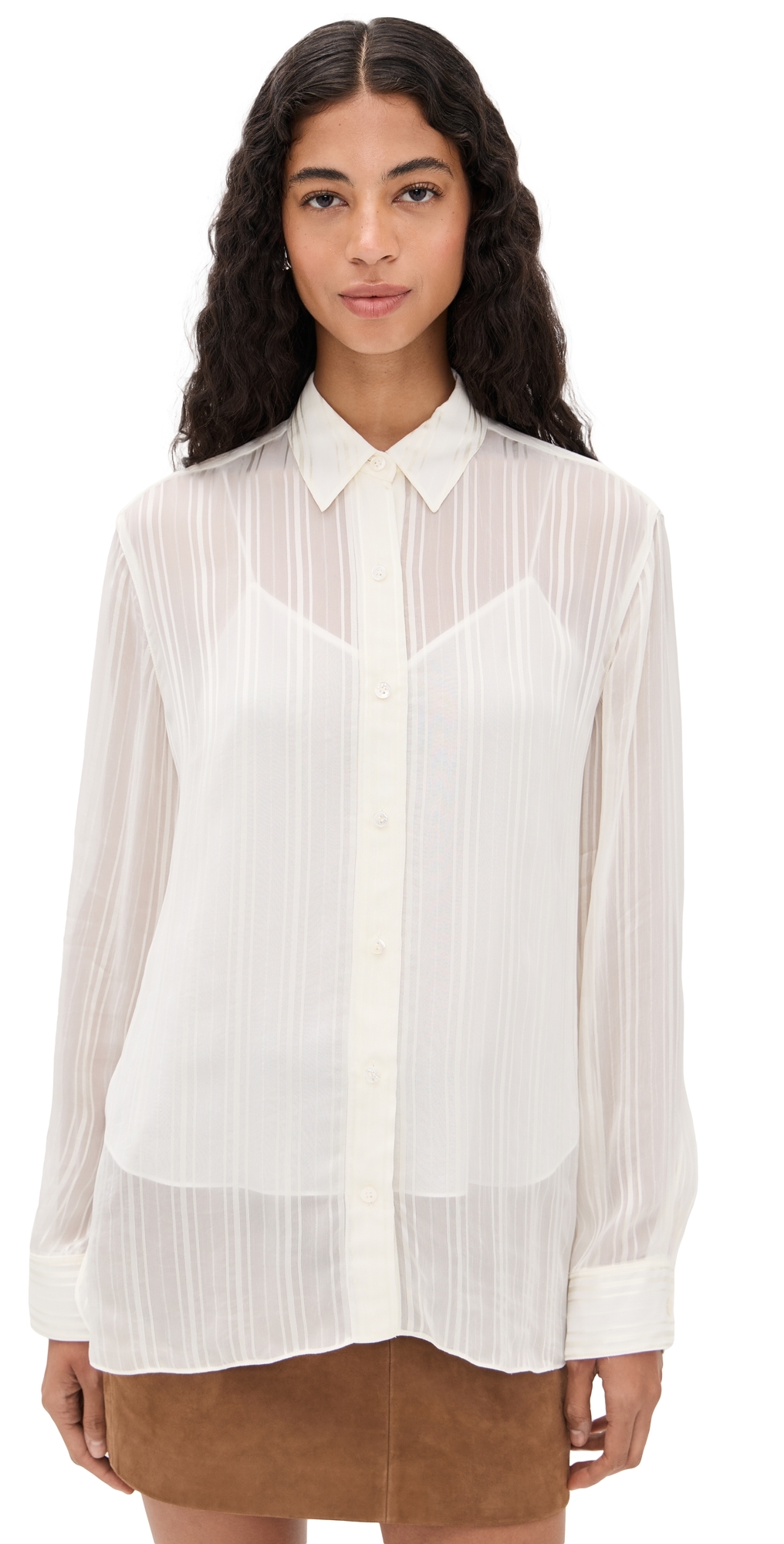 Theory Classic Menswear Button Down Shirt Ivory In White