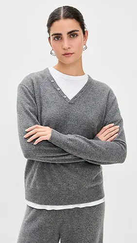 Theory Button Neck Cashmere Sweater