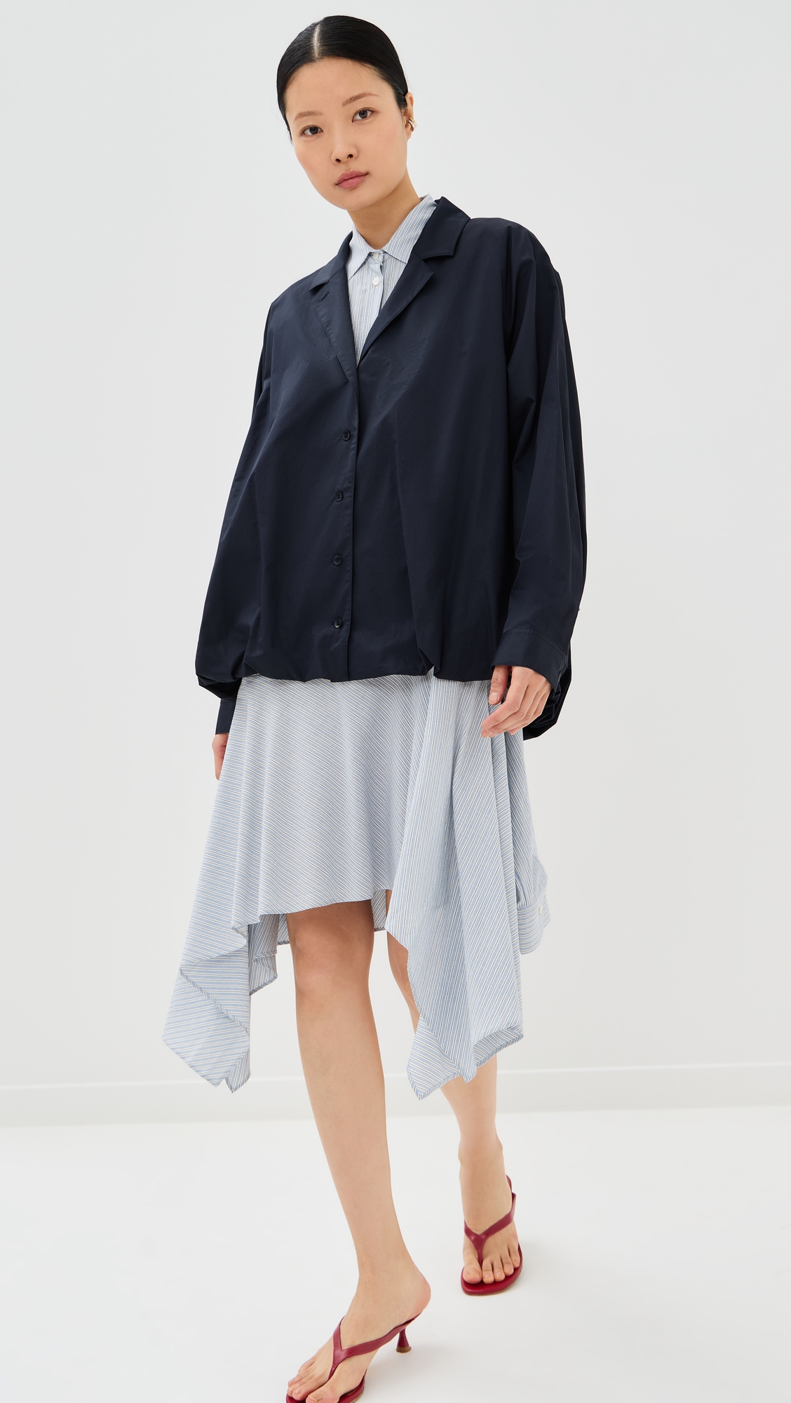 Tibi Eco Poplin Bubble Hem Shirt Jacket