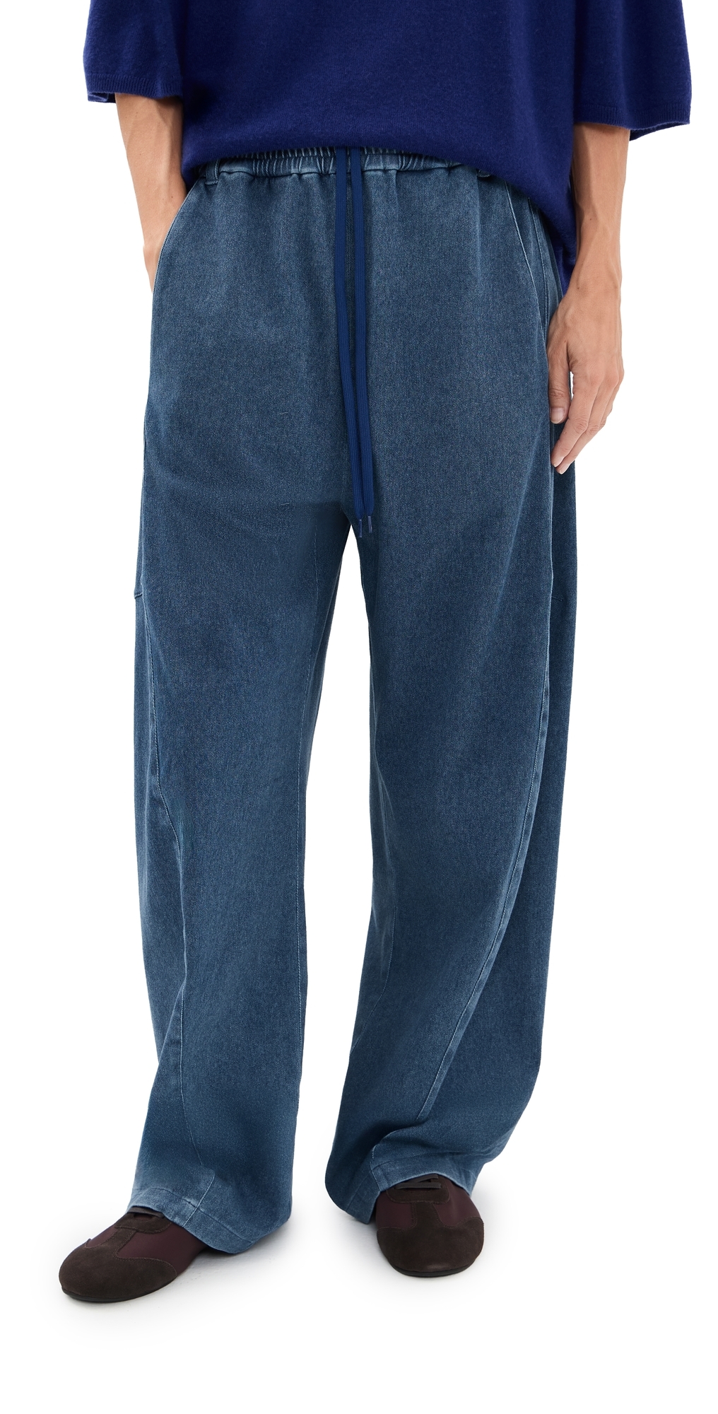 Tibi Petite Stretch Denim Knit Winslow Pants Classic Wash In Blue