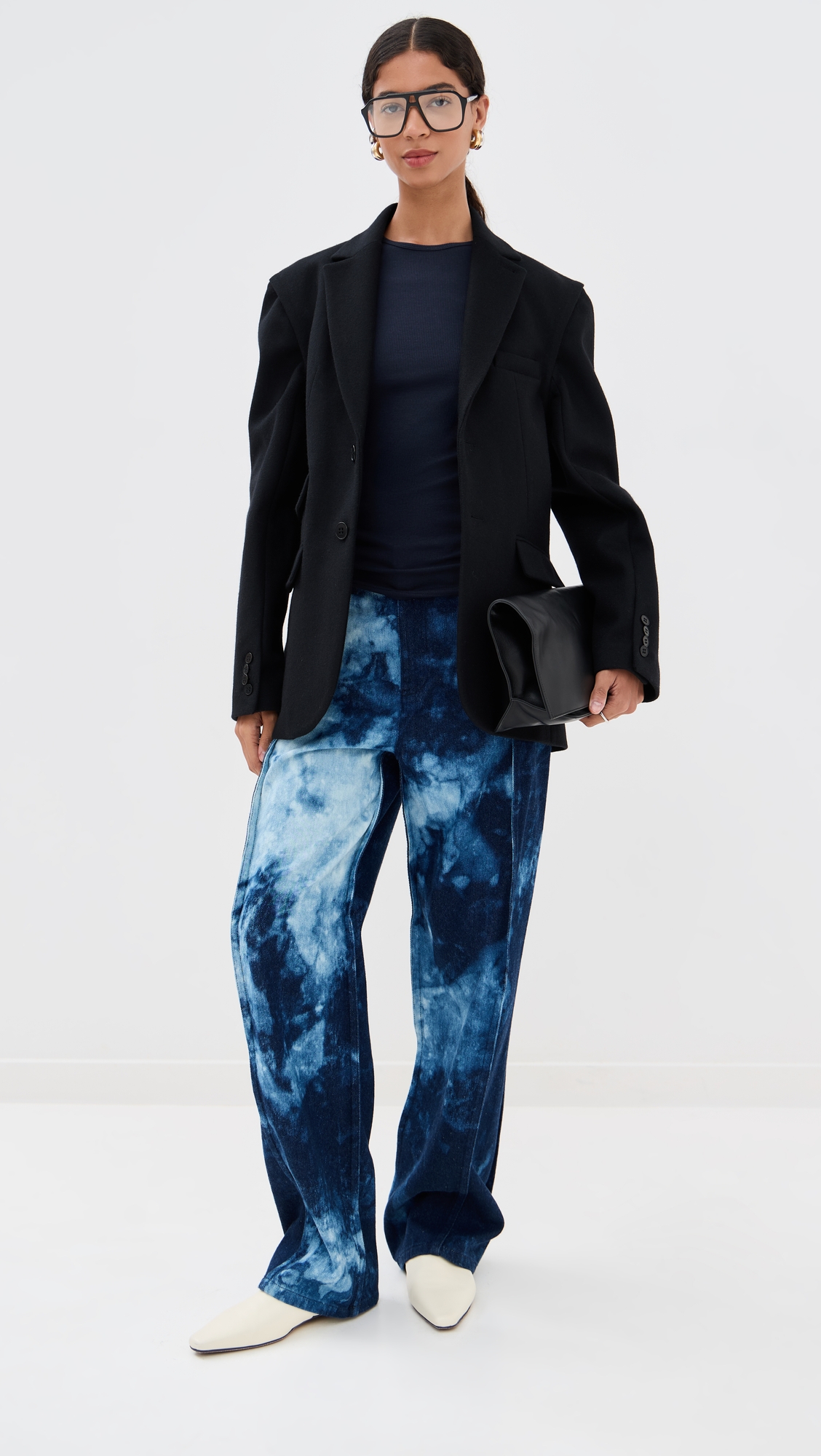 Tibi Tie-Dye Denim Tuck Jeans