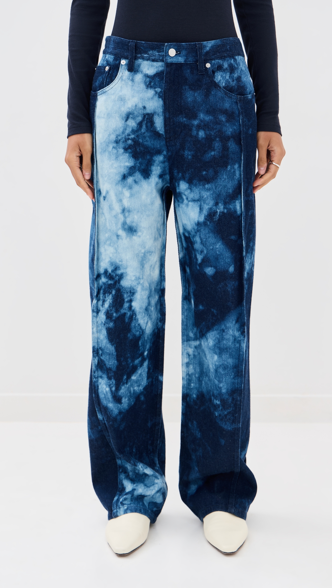 Tibi Tie-Dye Denim Tuck Jeans thumbnail