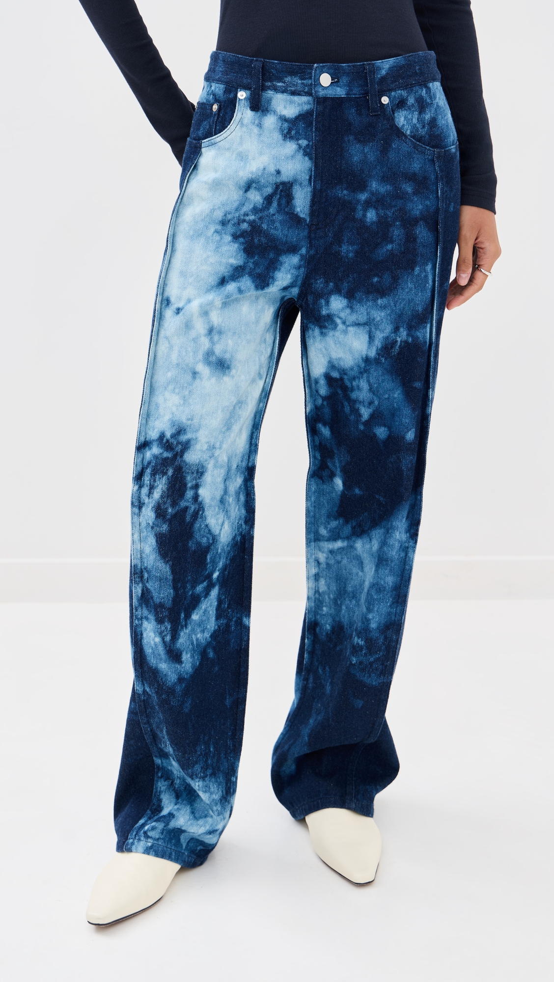 Tibi Tie-Dye Denim Tuck Jeans thumbnail