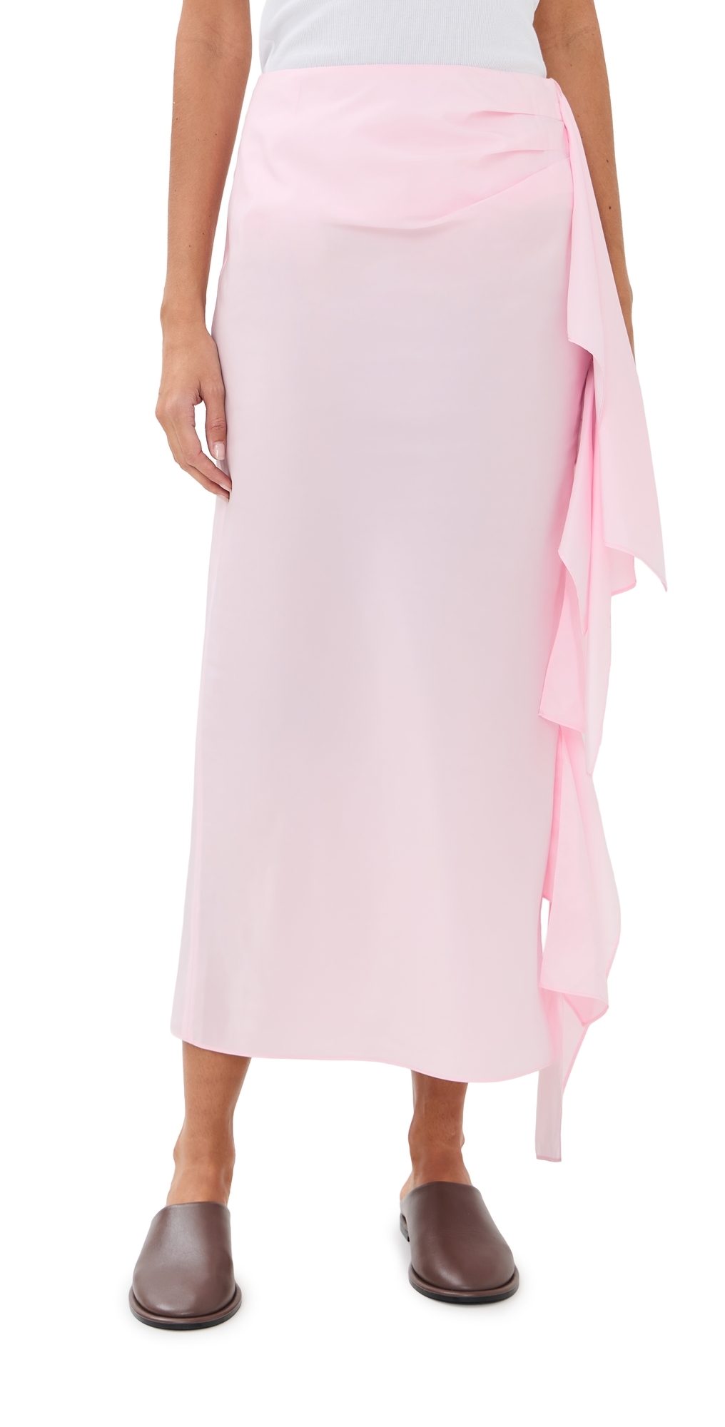 Tibi Italian Sporty Nylon Ribbon Skirt Pink In Pink