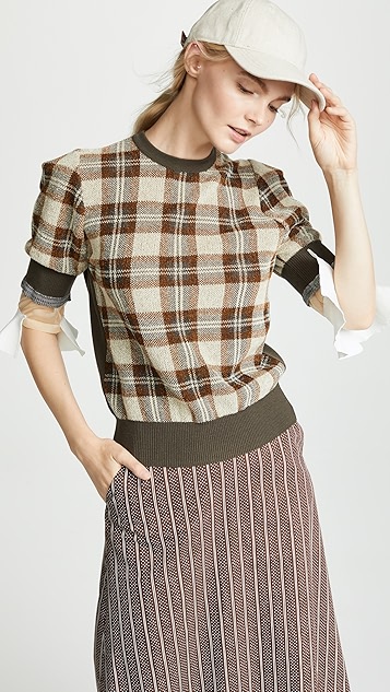 toga pulla check knit long cardigan