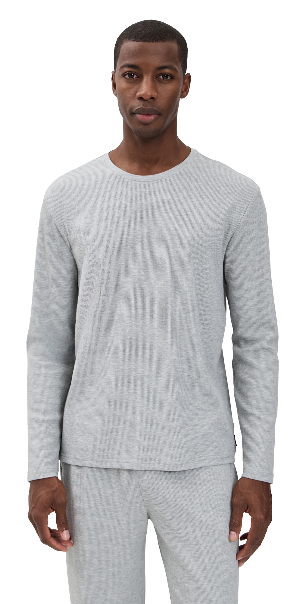 Tommy John Waffle Long Sleeve Crew Neck Tee Grey Heather In Brown