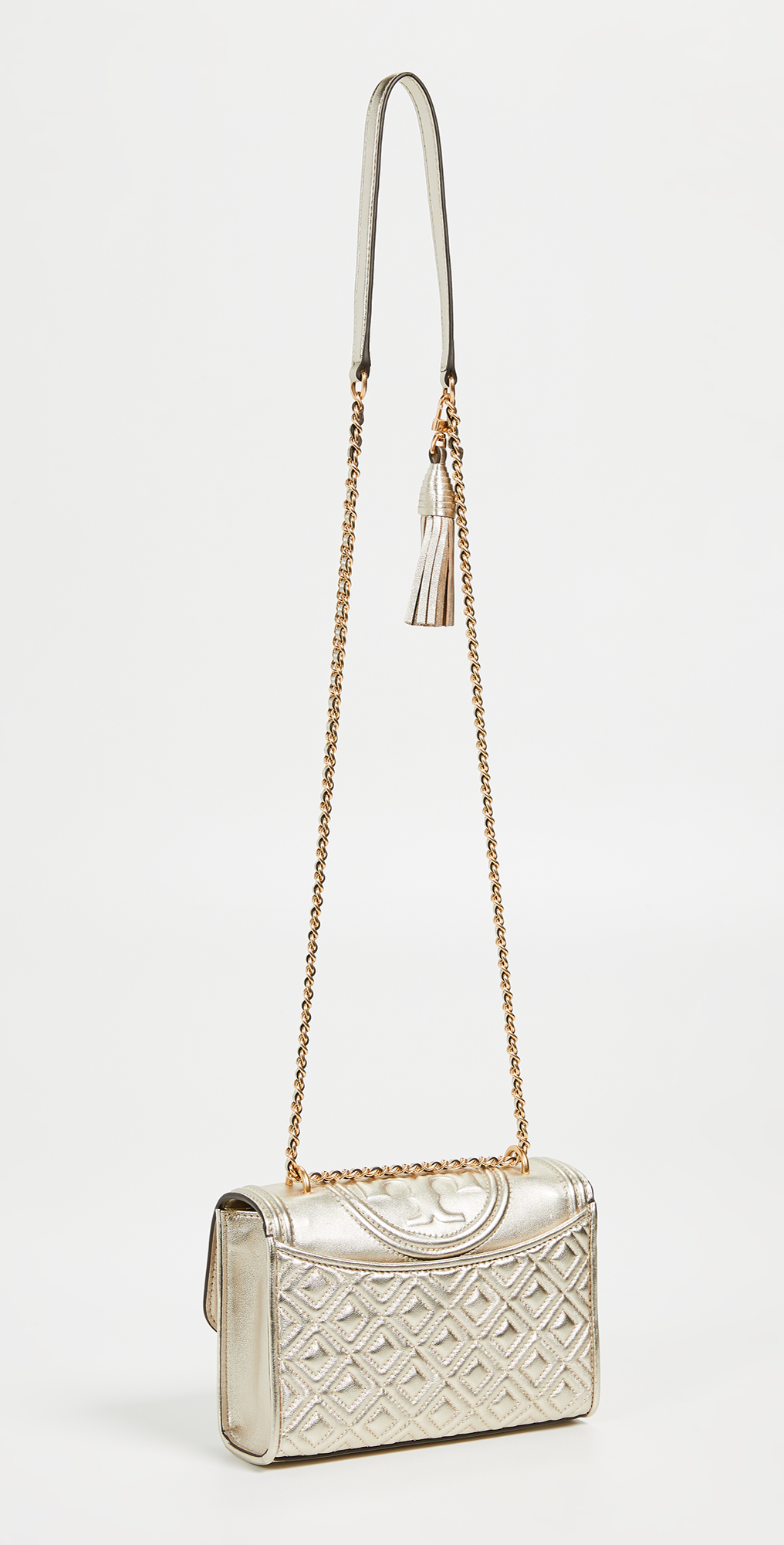 tory burch fleming metallic small convertible shoulder bag