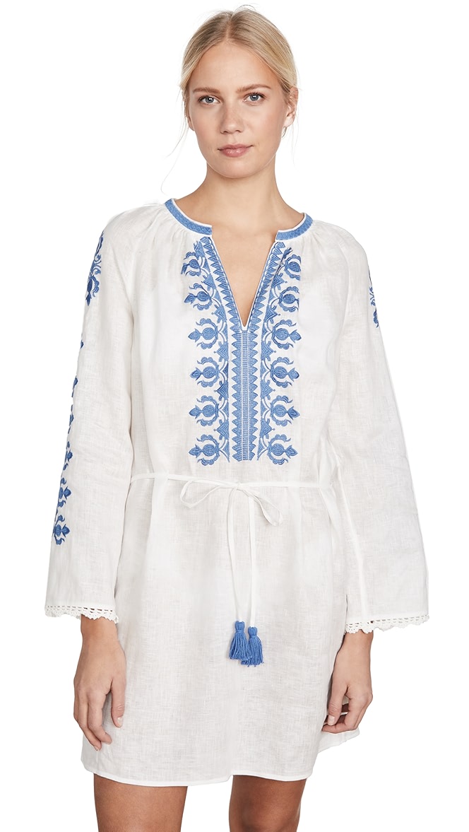 Tory burch embroidered linen dress Clearance