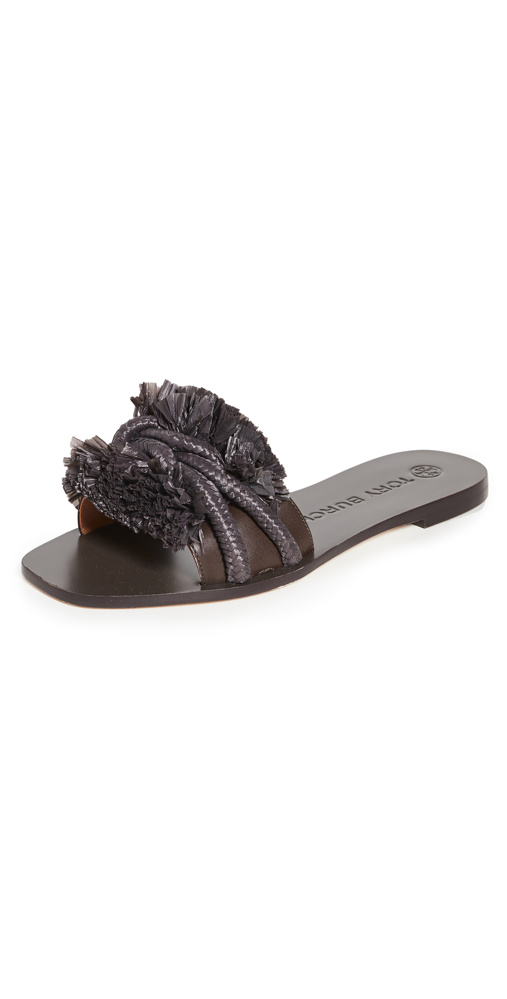 Tory Burch Rope Flat Slides Fudge 6.5