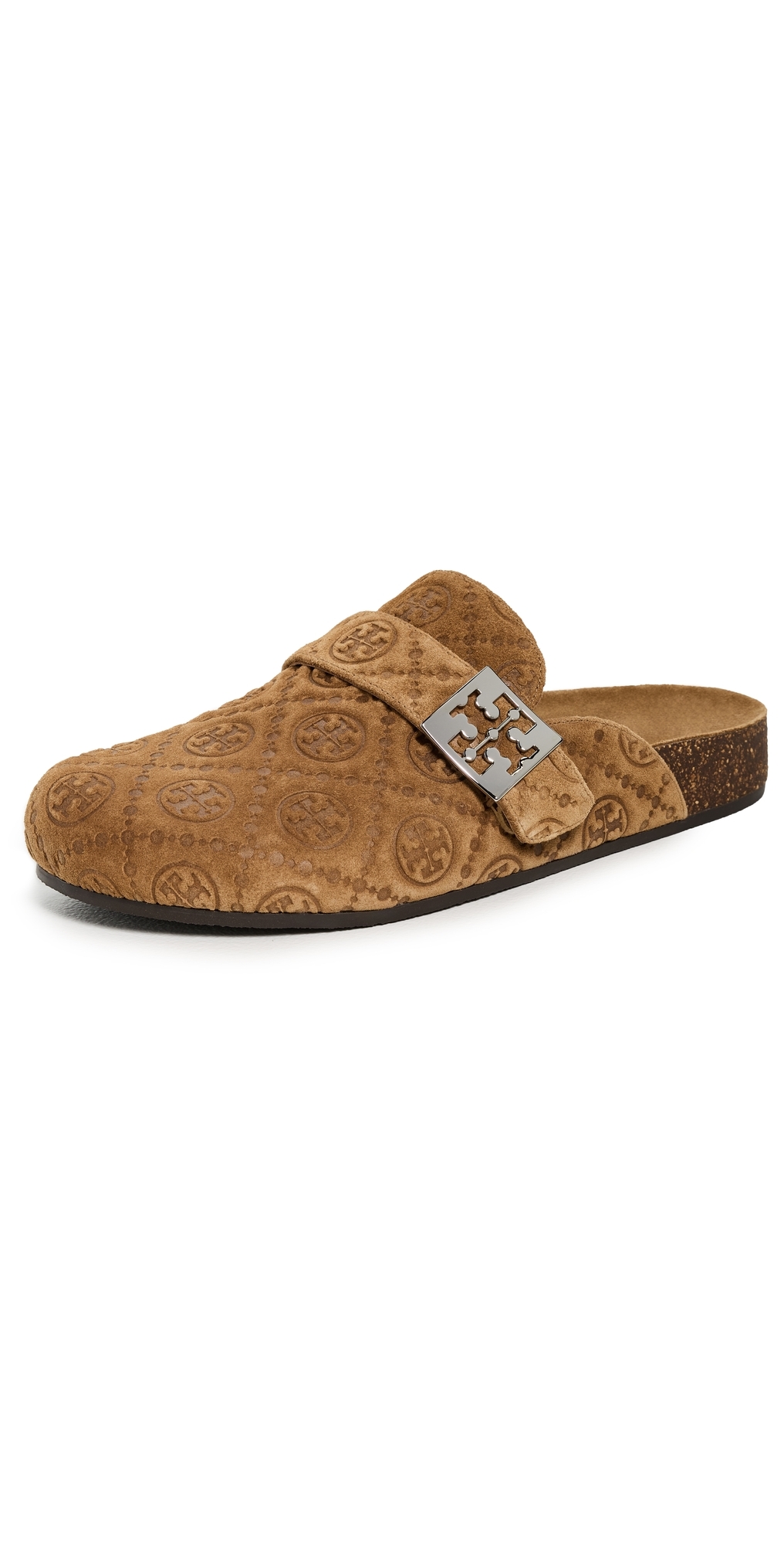 Tory Burch T Monogram Mellow Jacquard Suede Mule In Brown