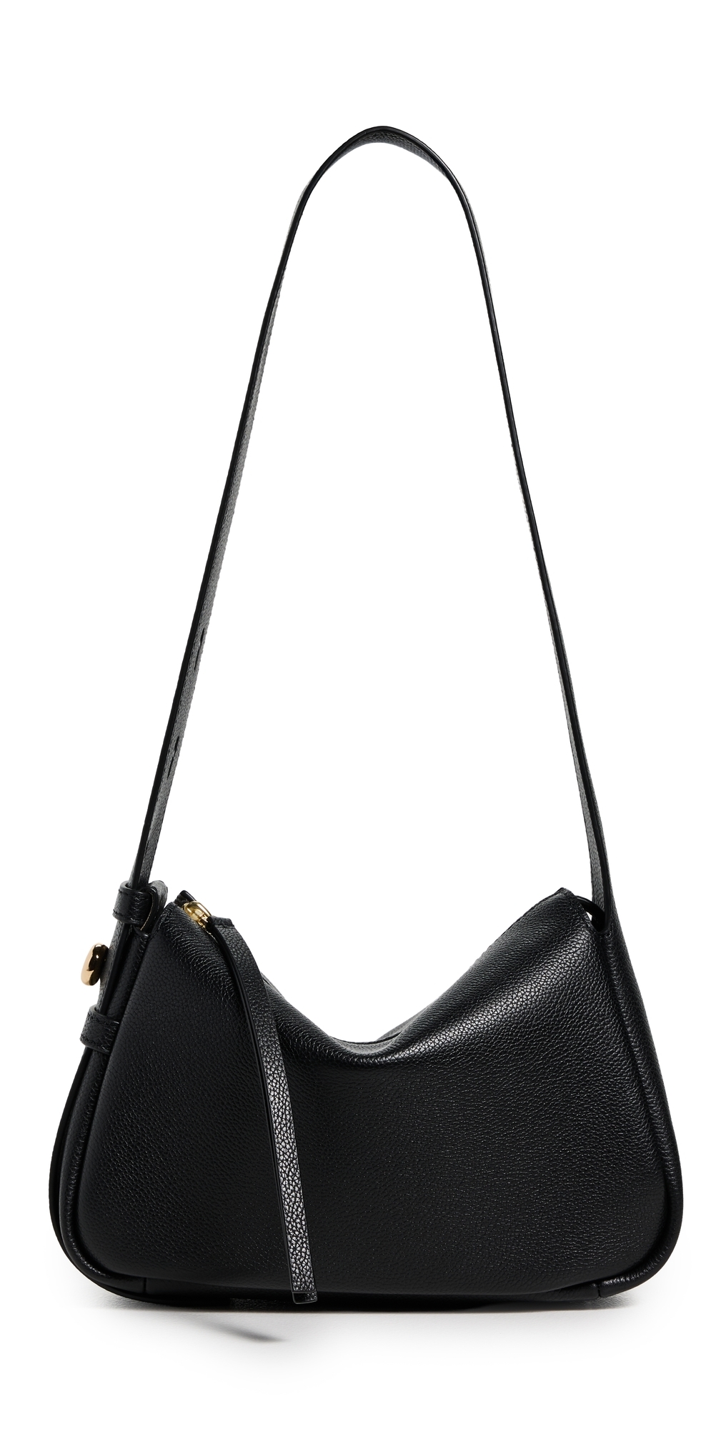 Tory Burch Pebble Leather Shoulder Bag With Adjustable Strap In Black